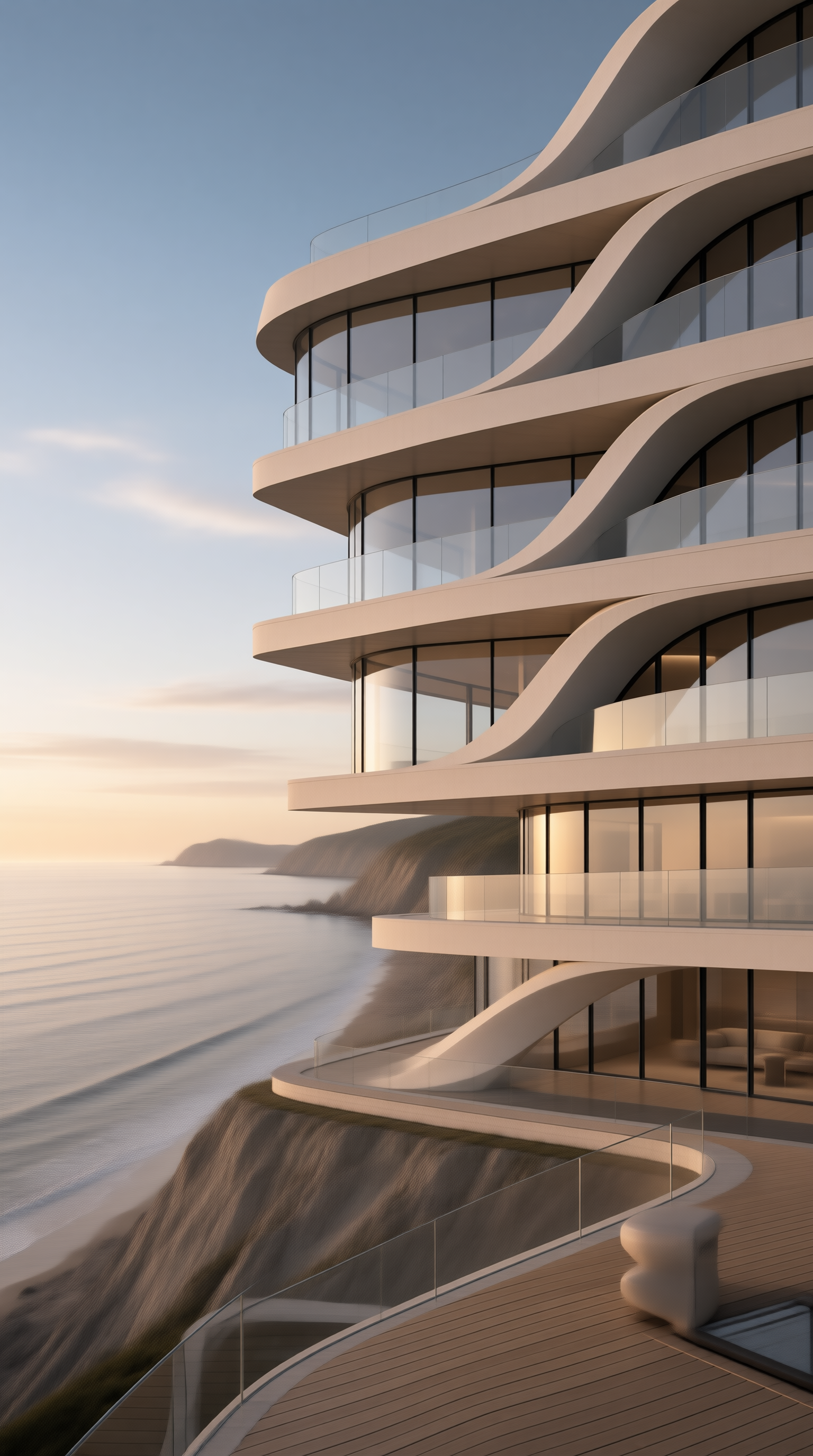 Modern Curved Seaside Villa