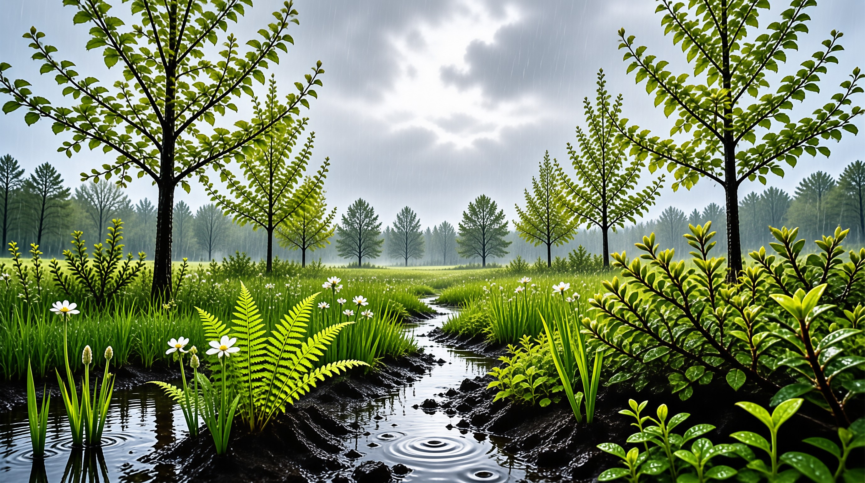 Rainy Lush Wetland