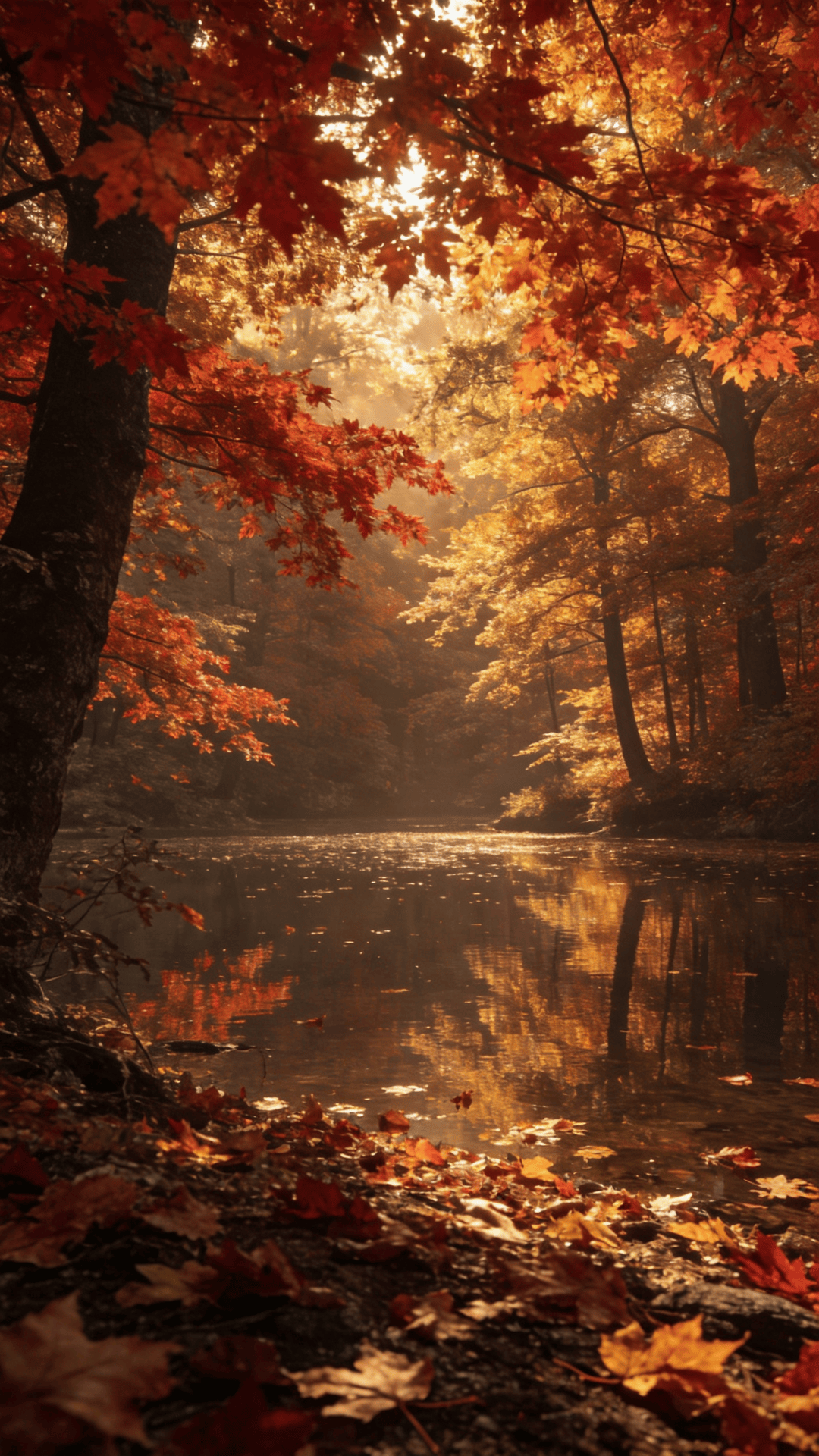 Autumn Forest Reflected in Still Water