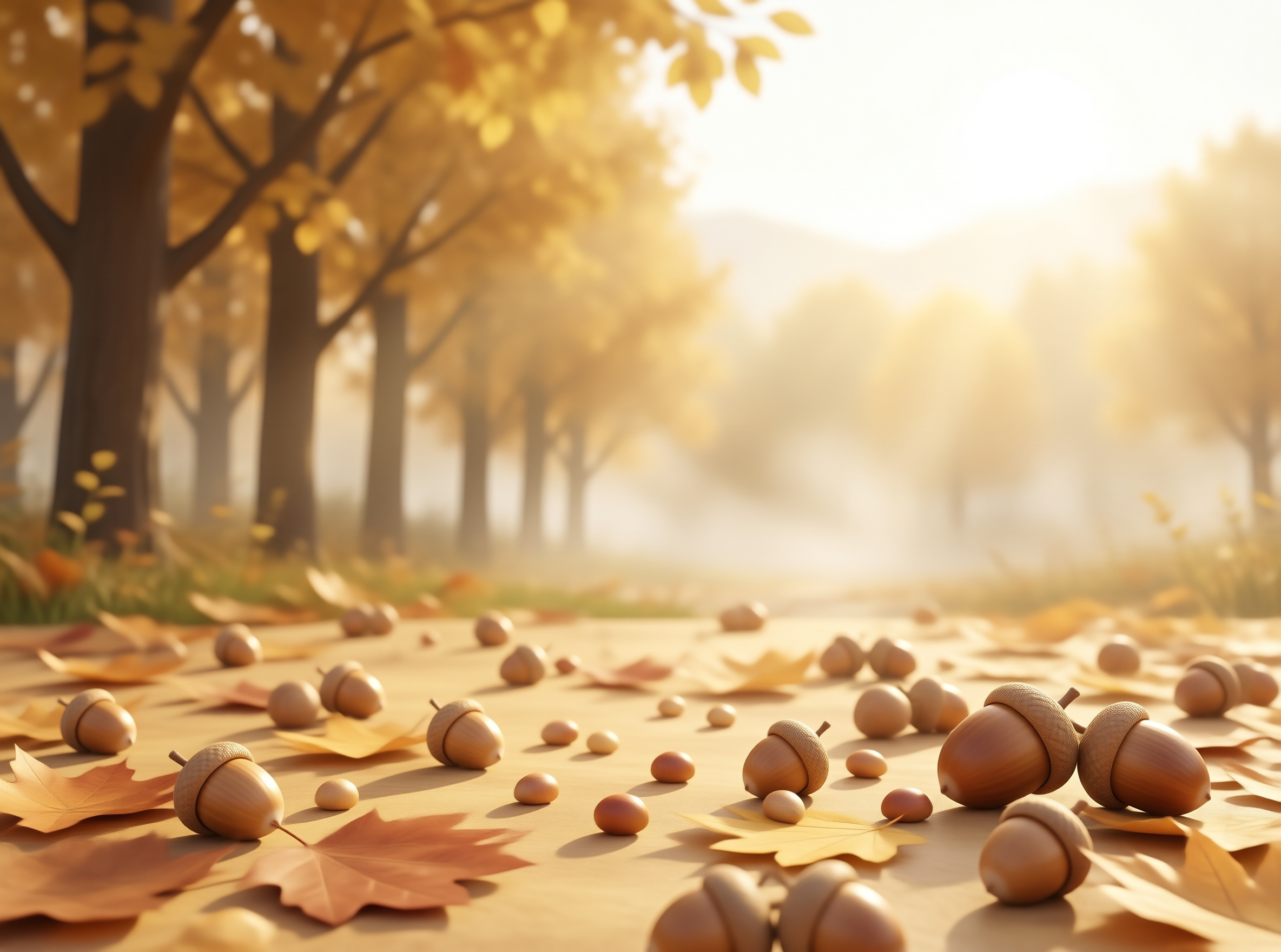 Autumn Acorns and Leaves