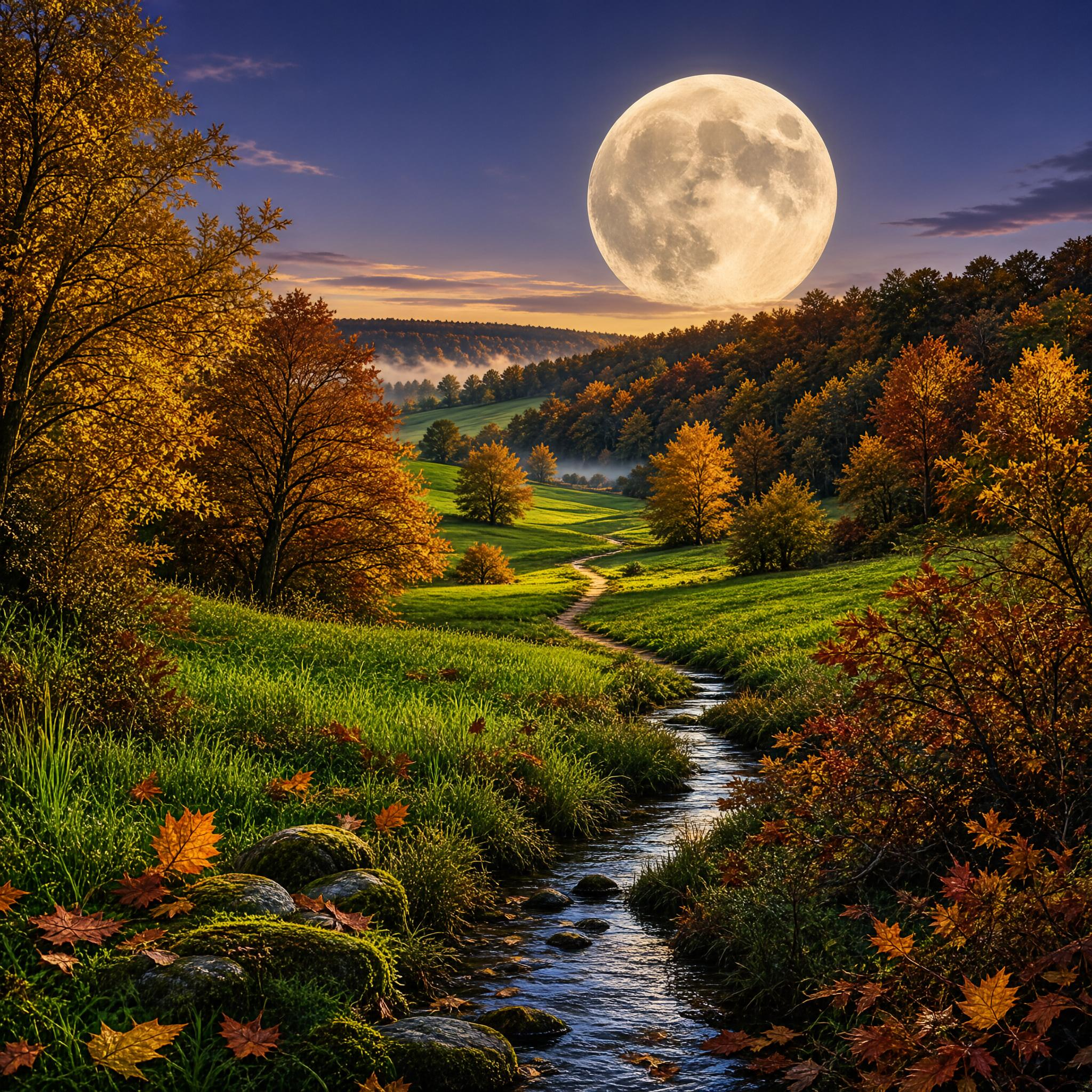 Moonlit Autumn Landscape