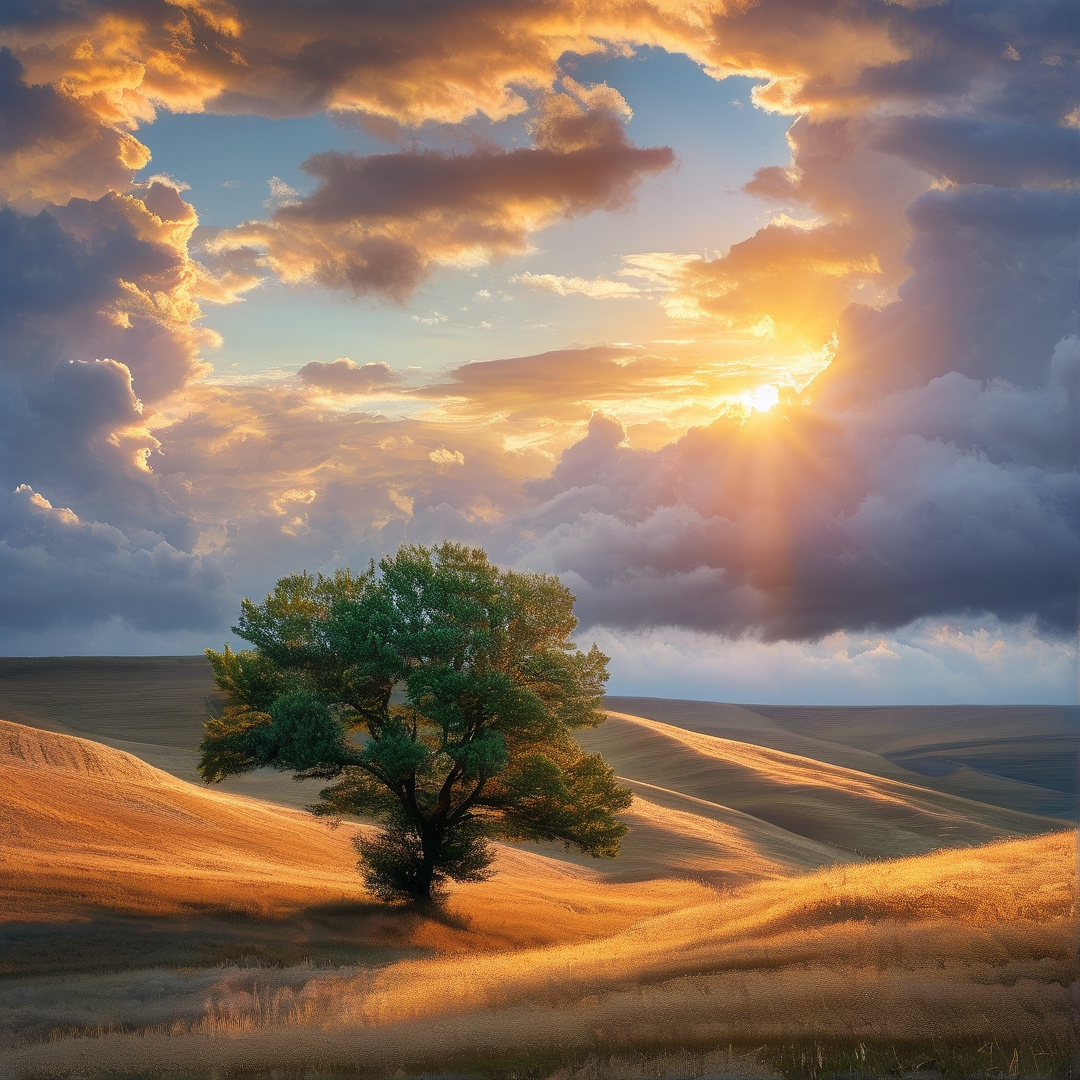Solitary Tree at Sunset