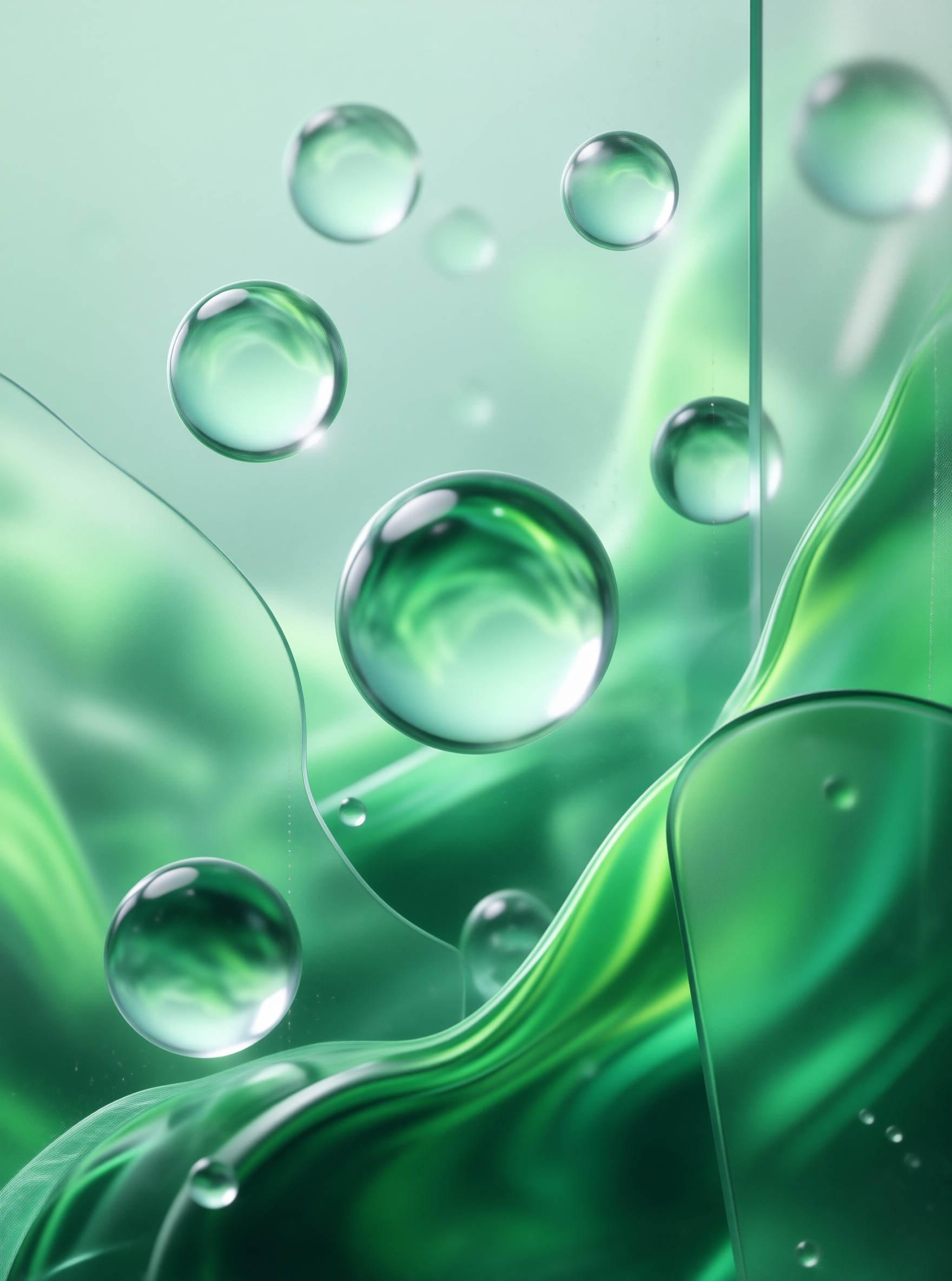Green Liquid Bubbles