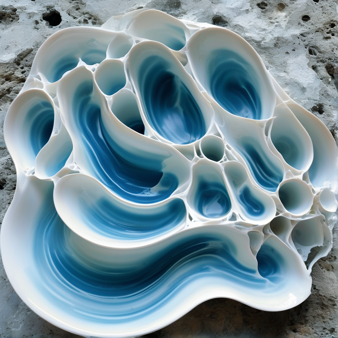 Blue Swirl White Sculpture