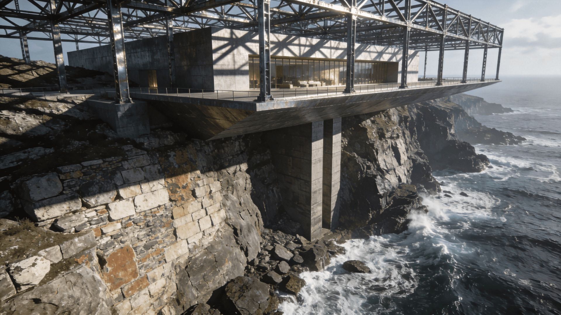 Museum with Steel Frame — Coastal Cliff