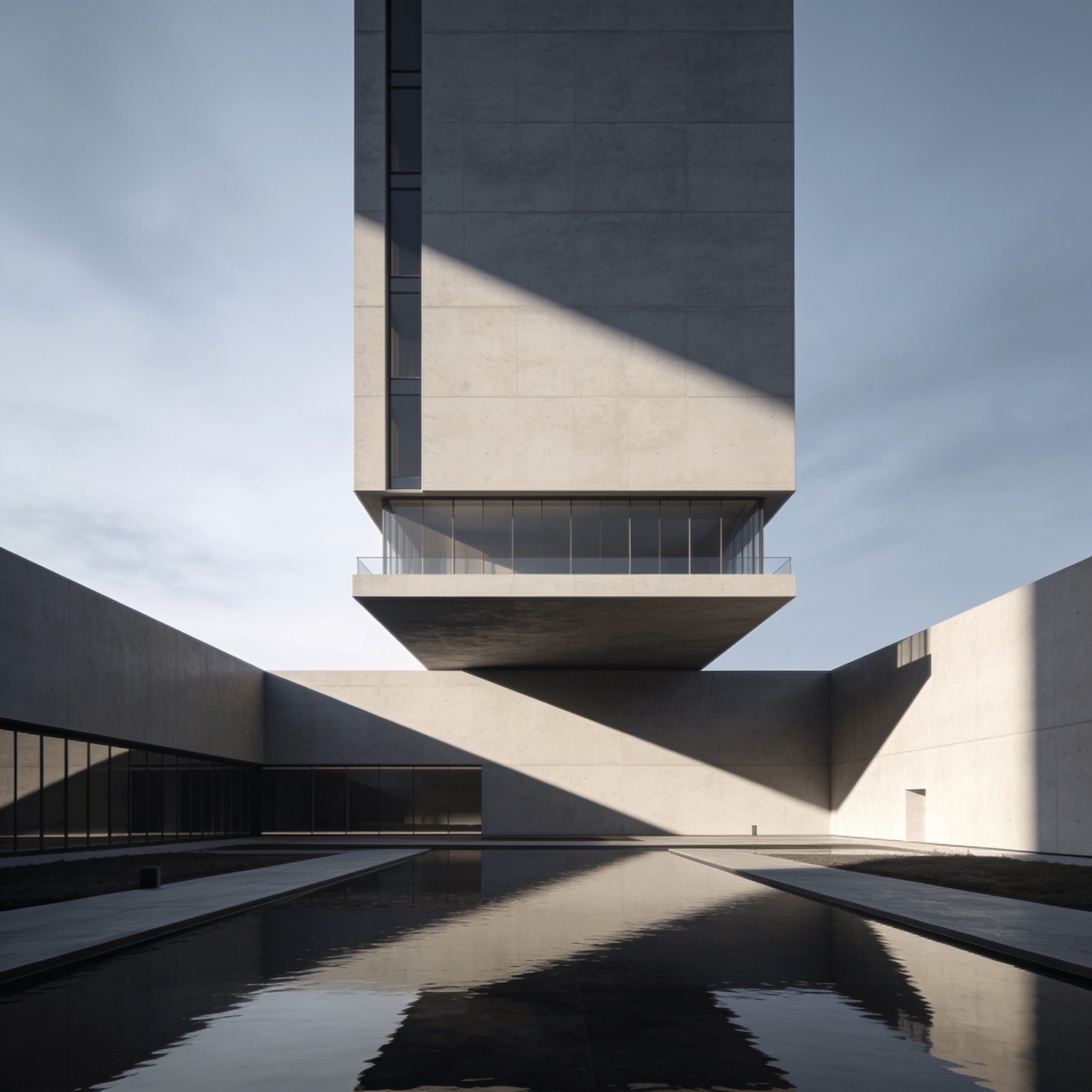 Tower with Floating Cantilever — Reflecting Pool