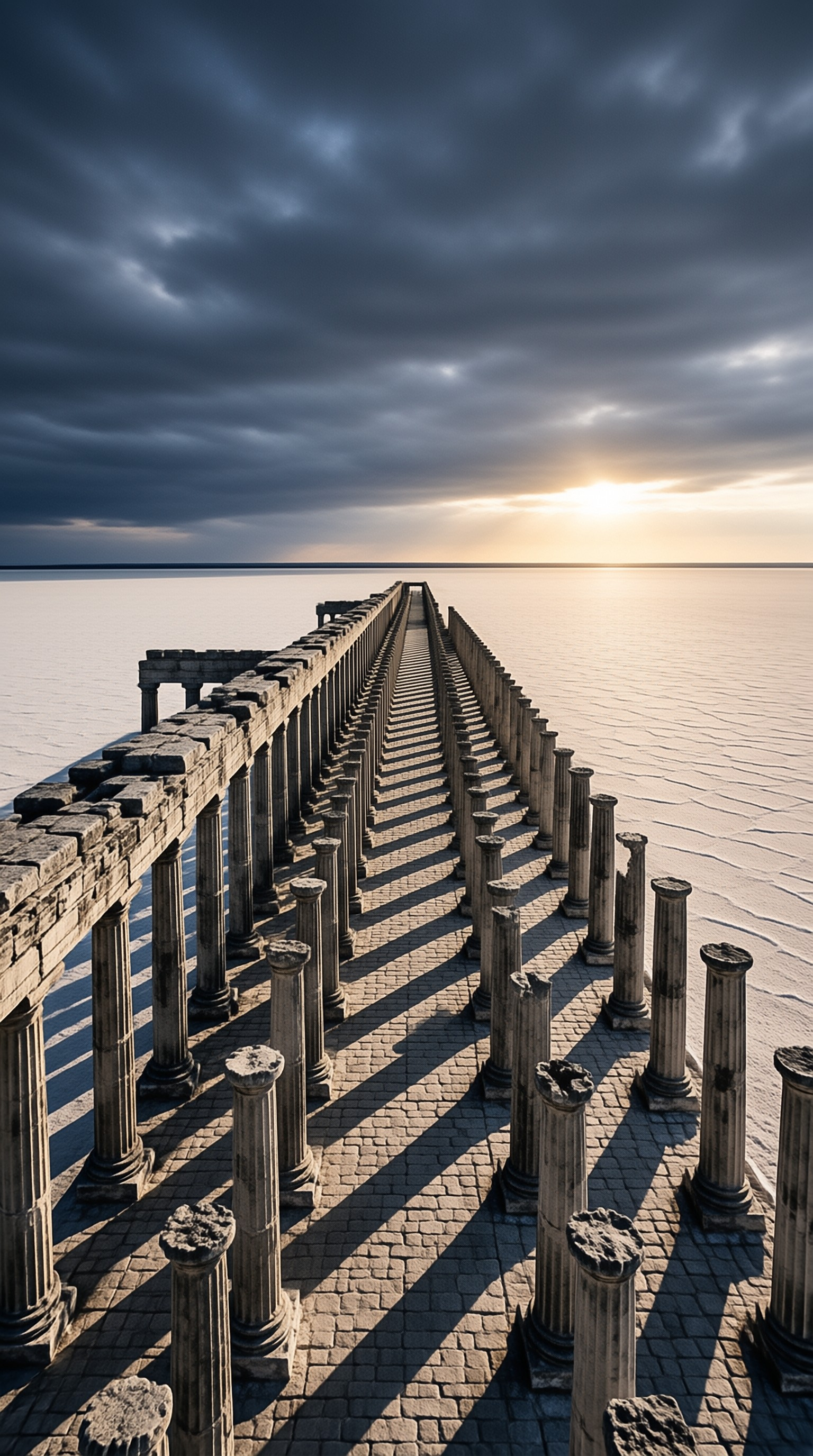 Ancient Colonnade in Salt Flat