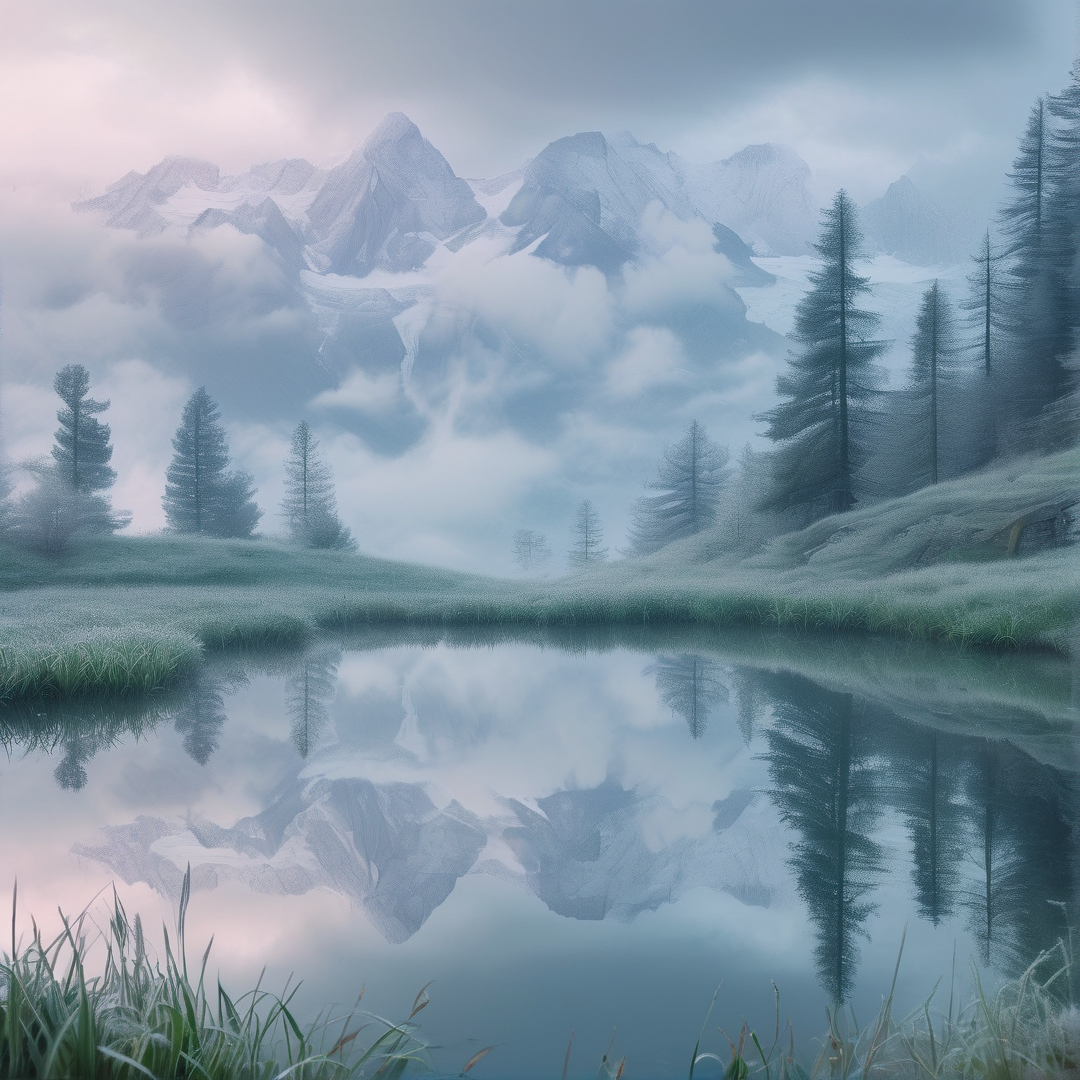 Misty Mountain Reflection