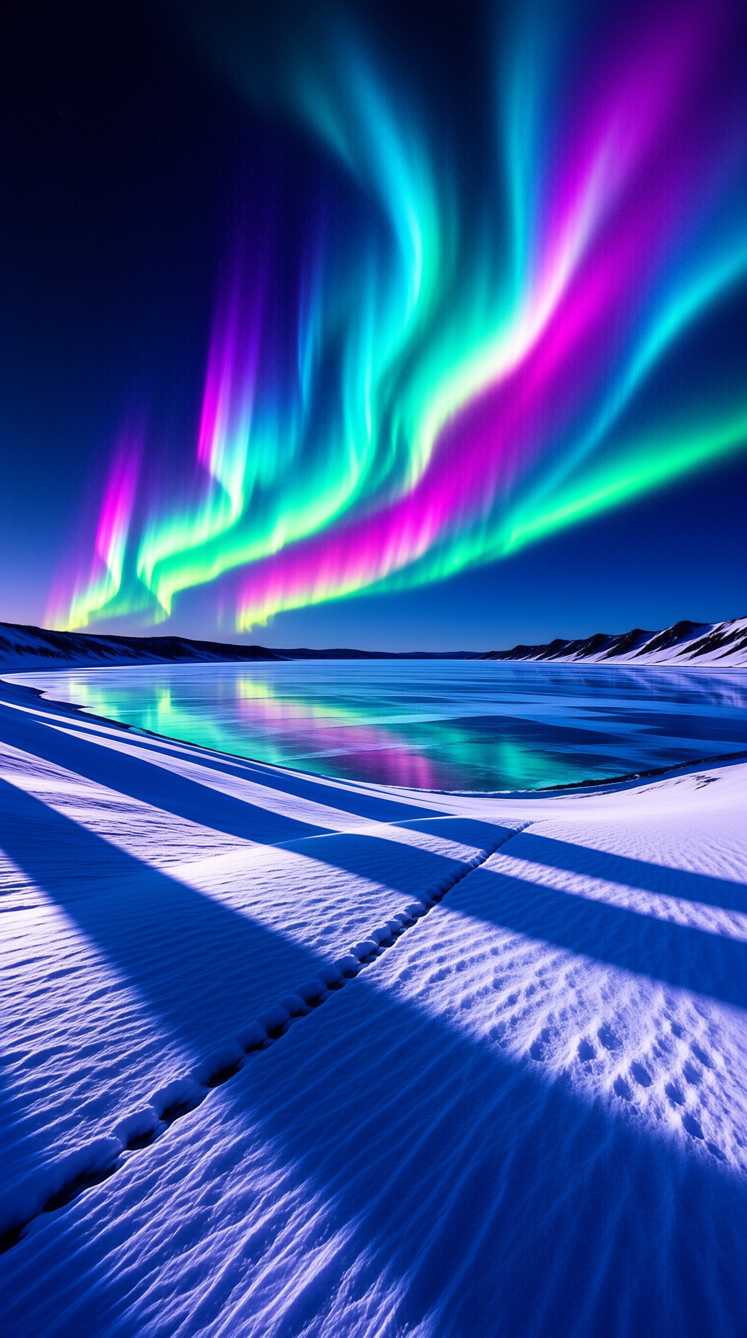 Aurora over Frozen Lake
