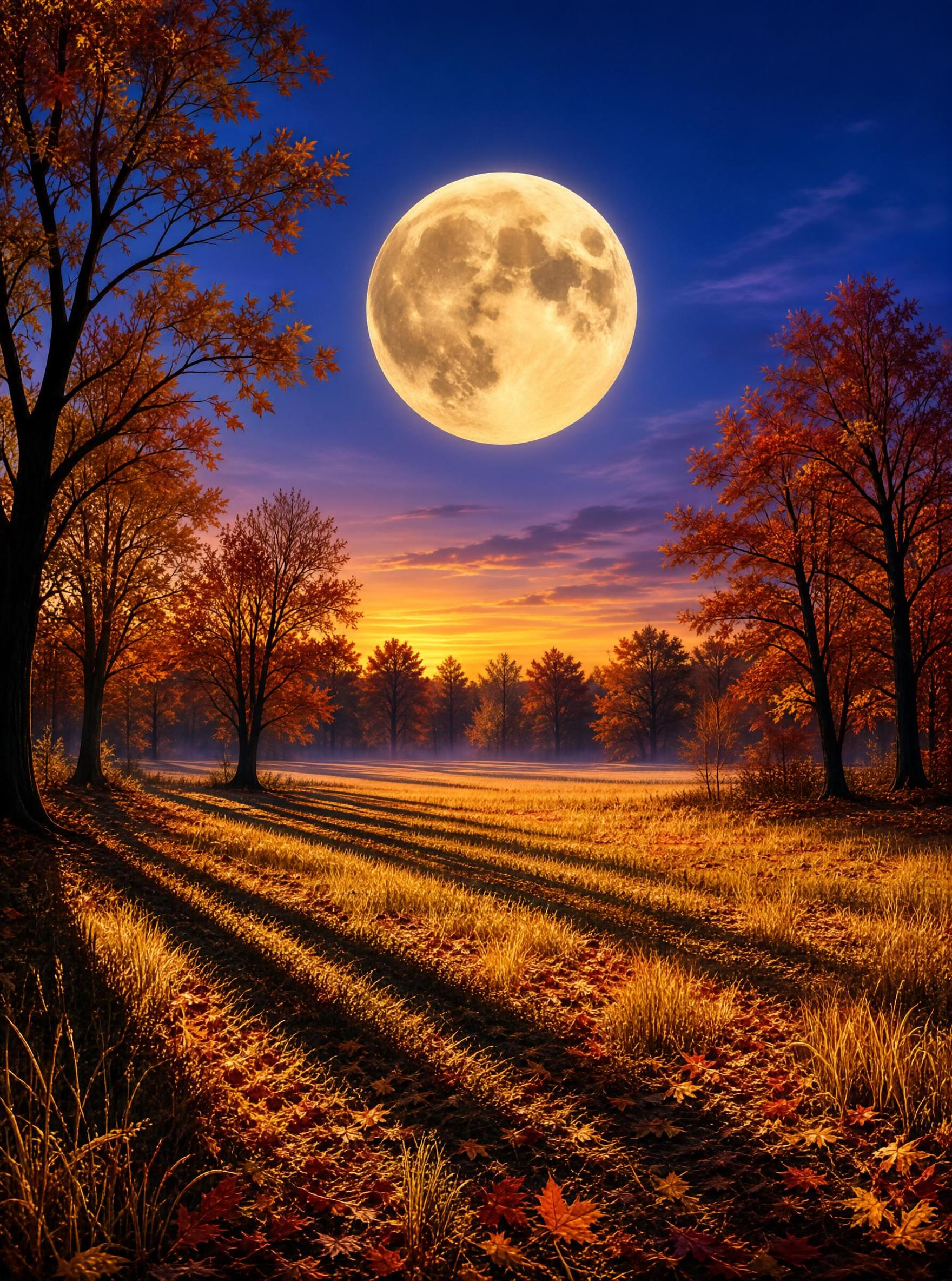 Autumn Moonlit Landscape