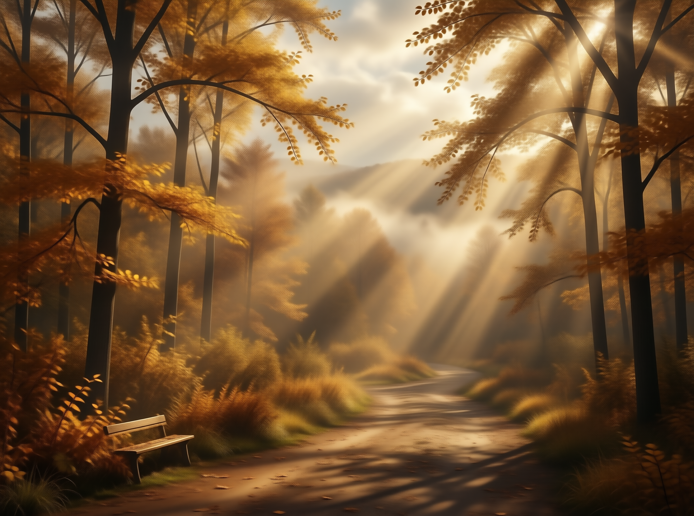Golden Autumn Forest Path