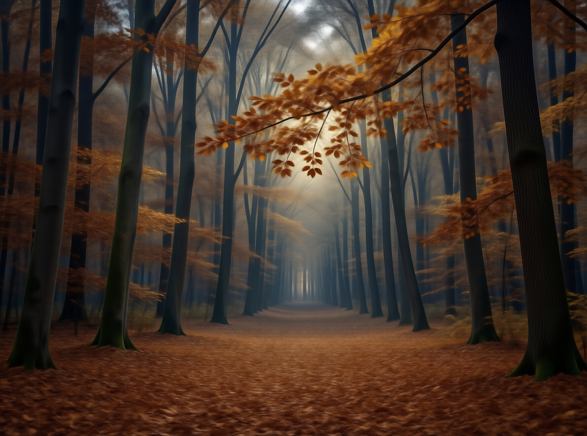 Misty Autumn Forest Path