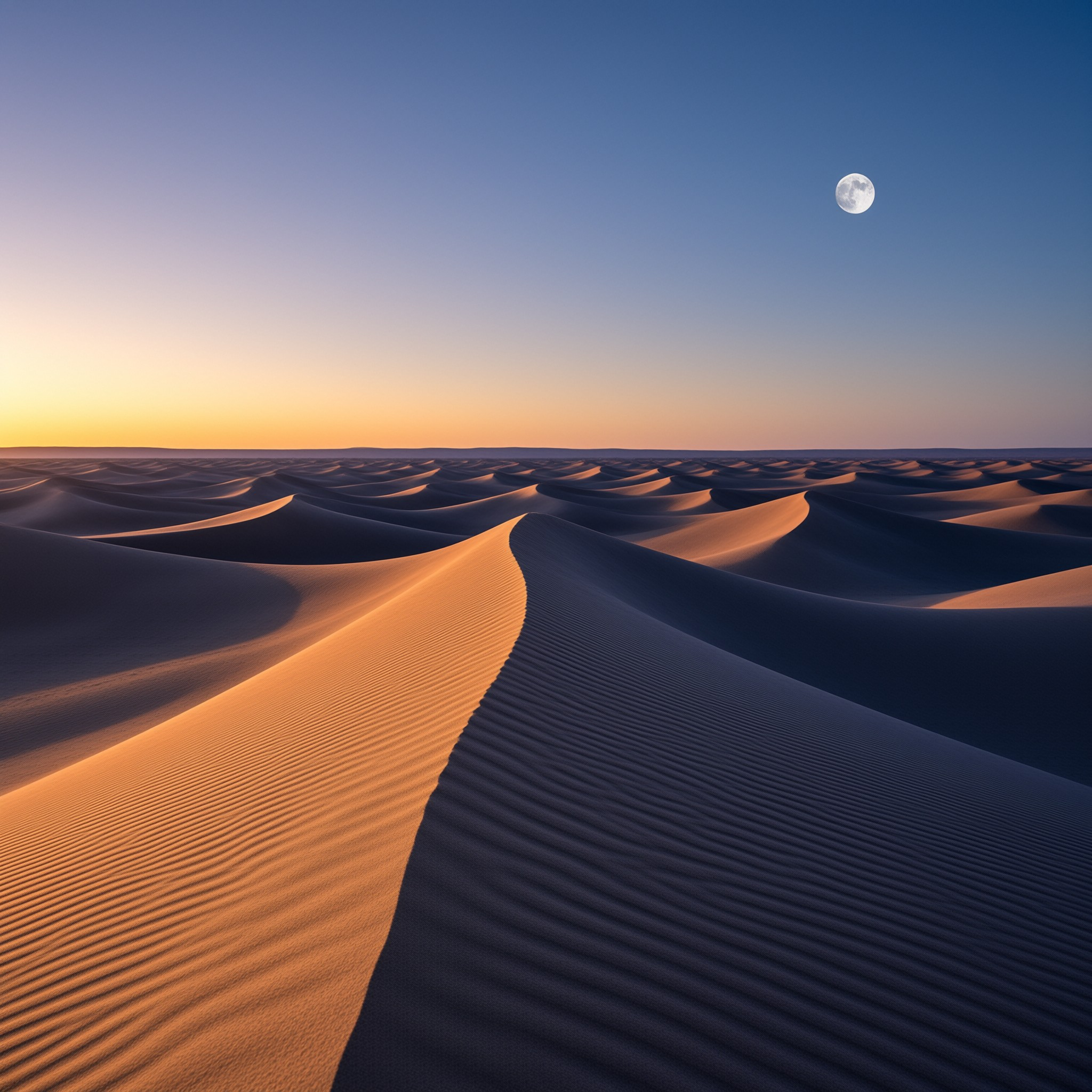 Moonlit Desert Dunes at Dusk