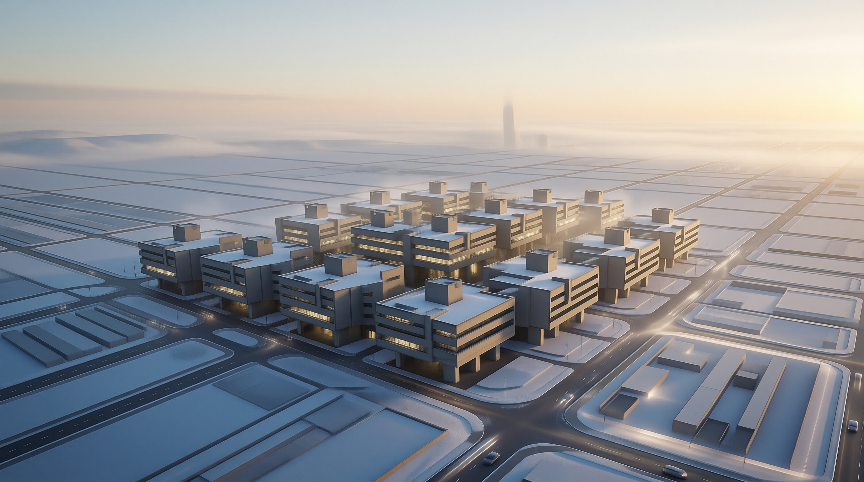 Futuristic Snowy Cityscape