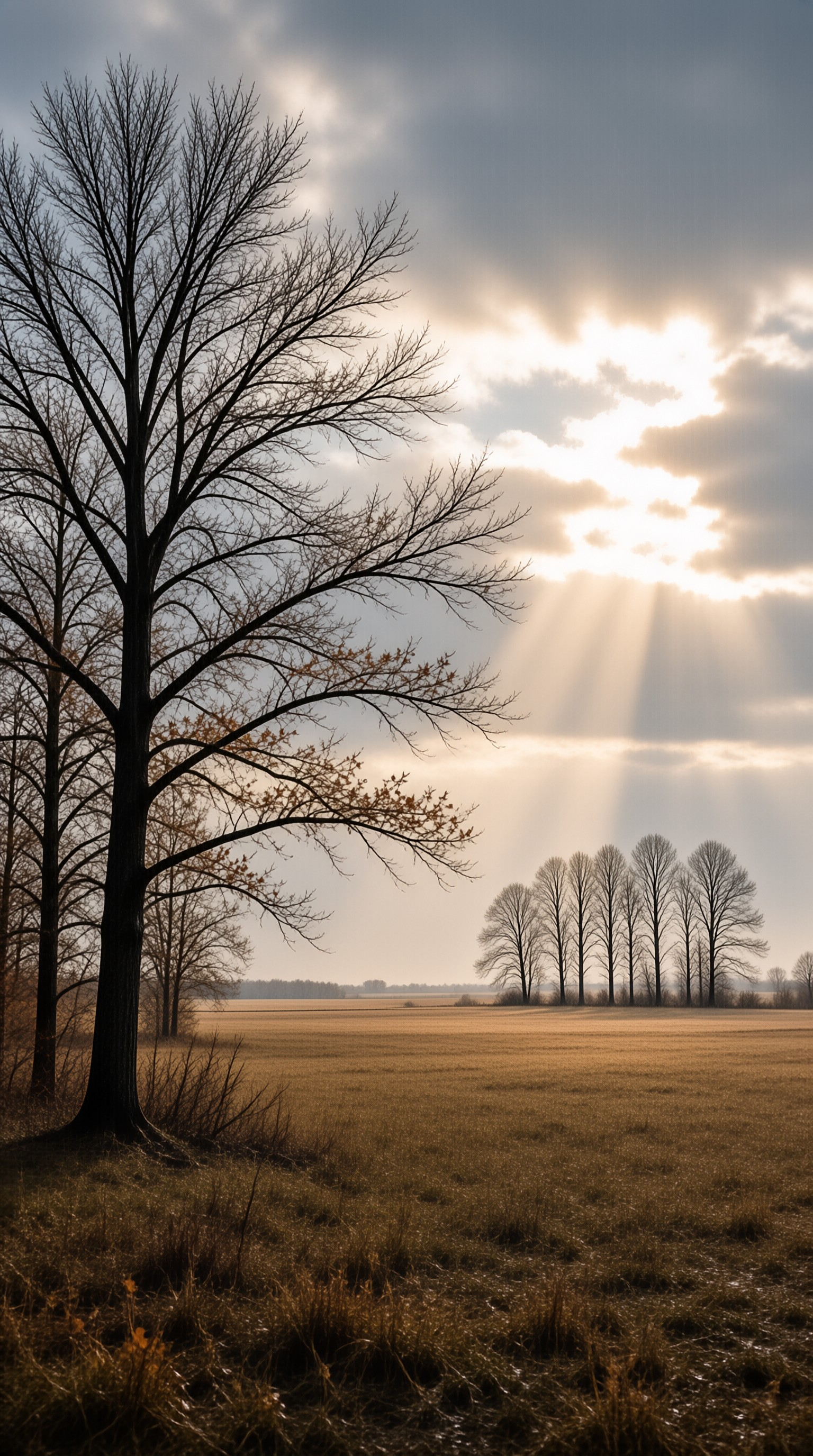 Sunbeams Over Quiet Field