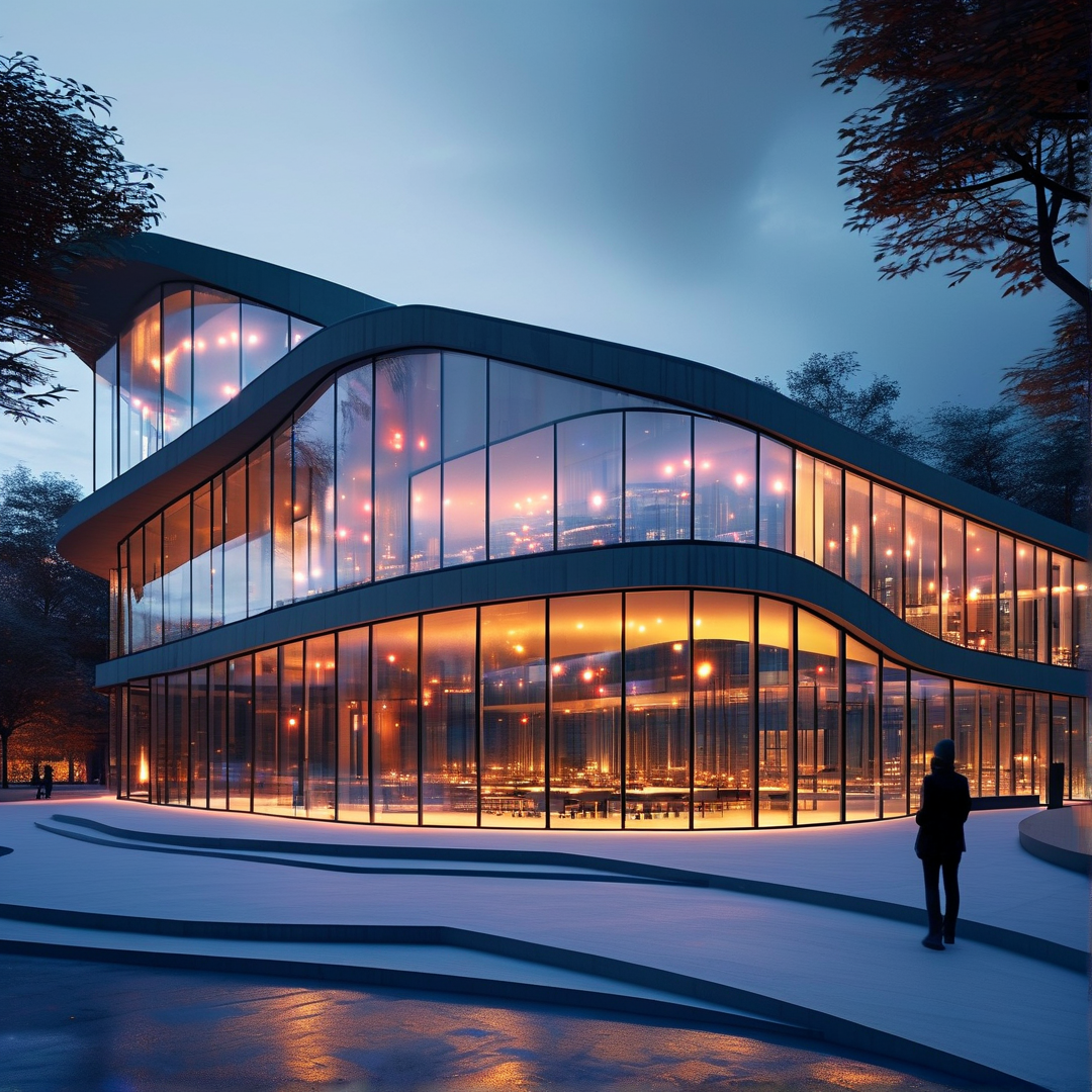 Modern Curved Glass Building