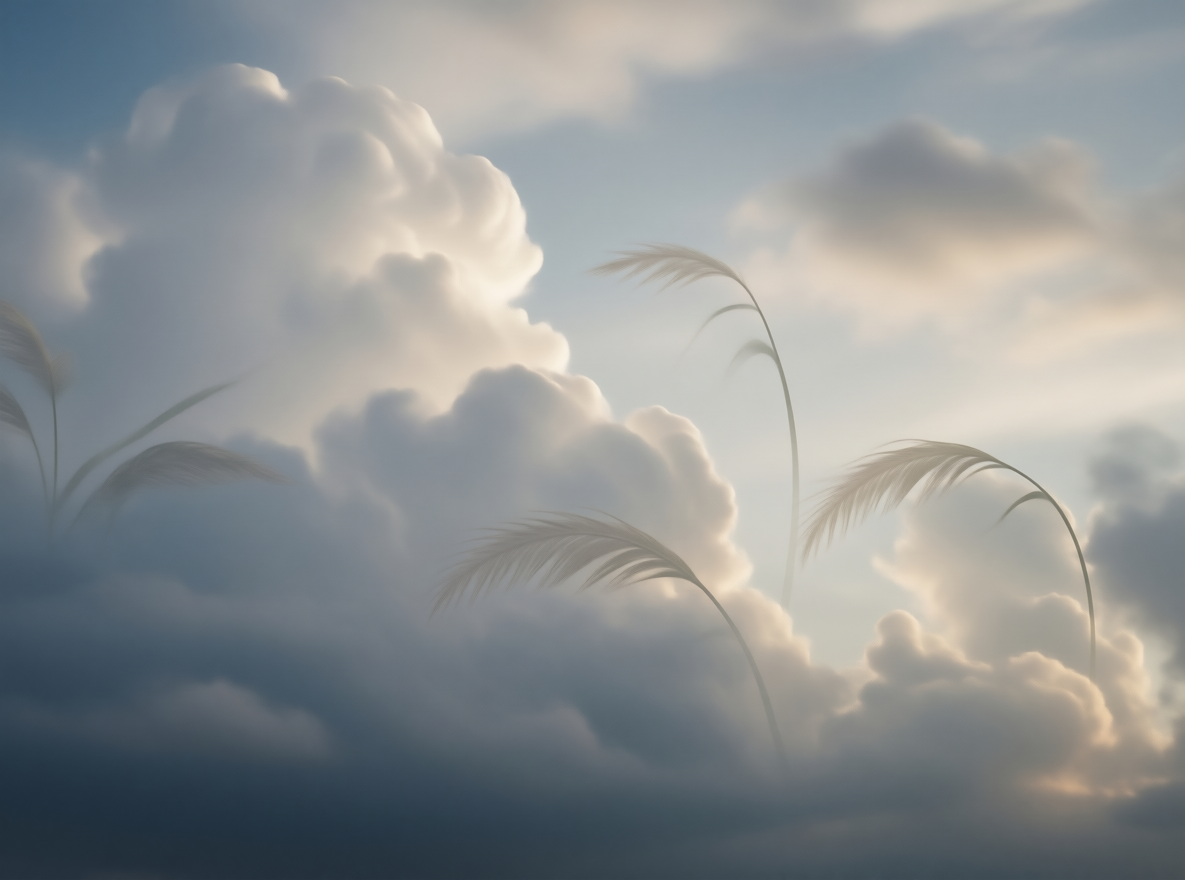 Palm Fronds in Dreamy Clouds