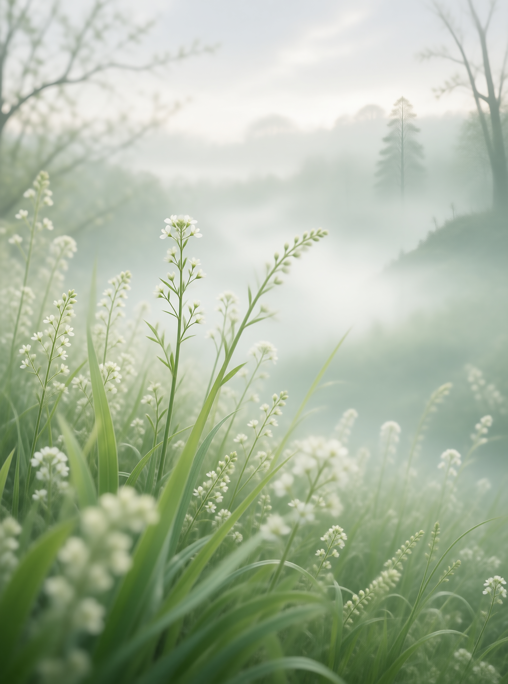 Misty Field with Wildflowers