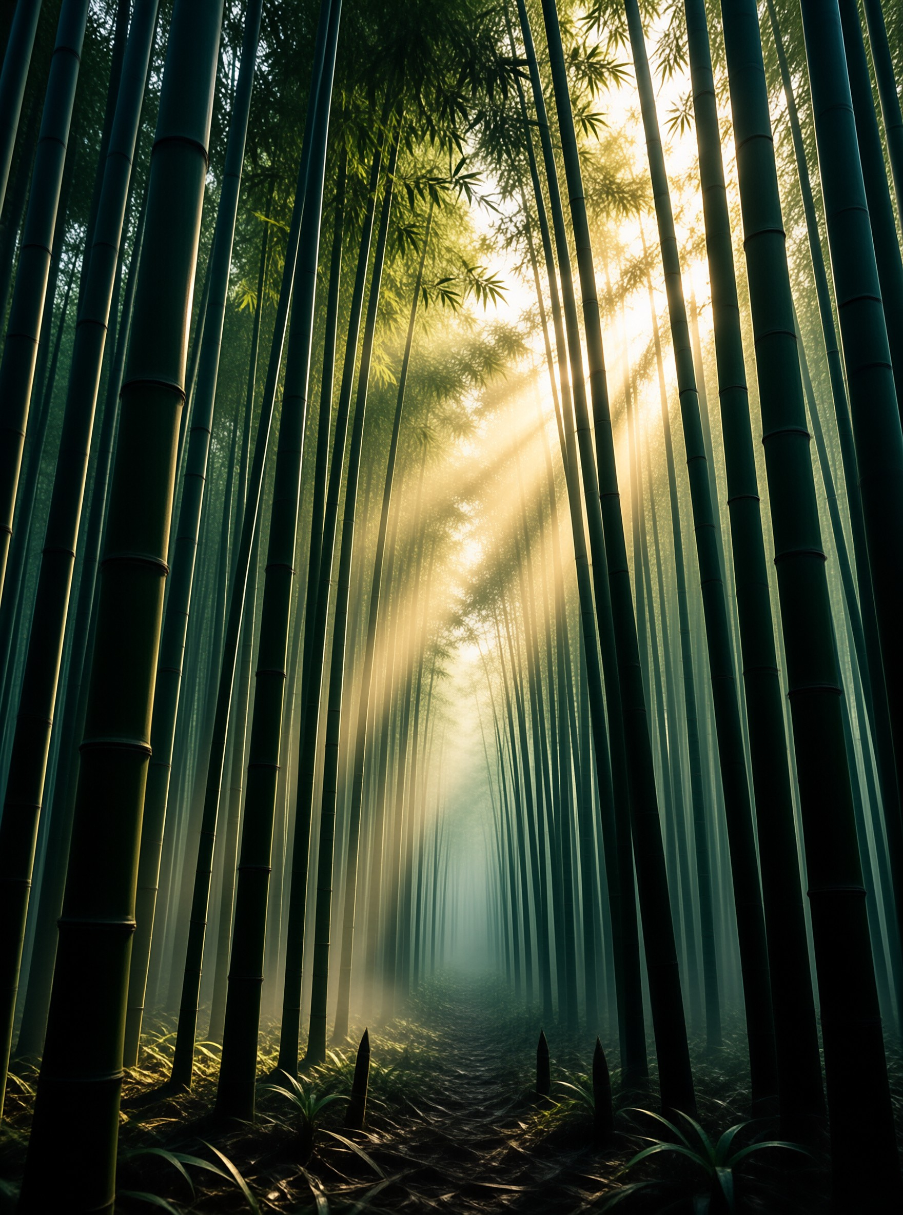Sunlight in Bamboo Forest