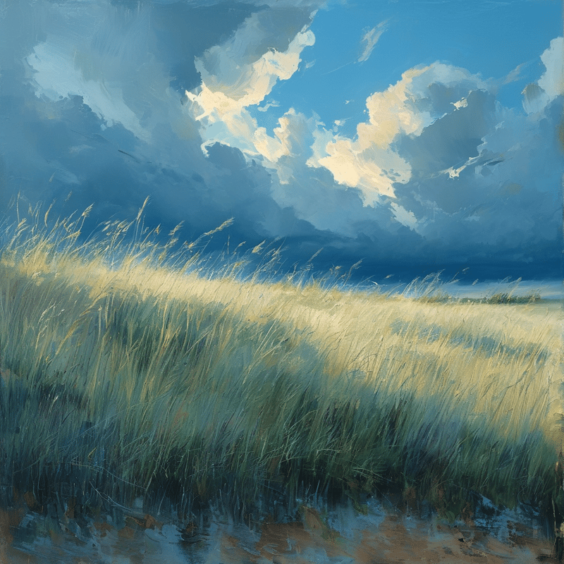 Stormy Sky Over Grassland