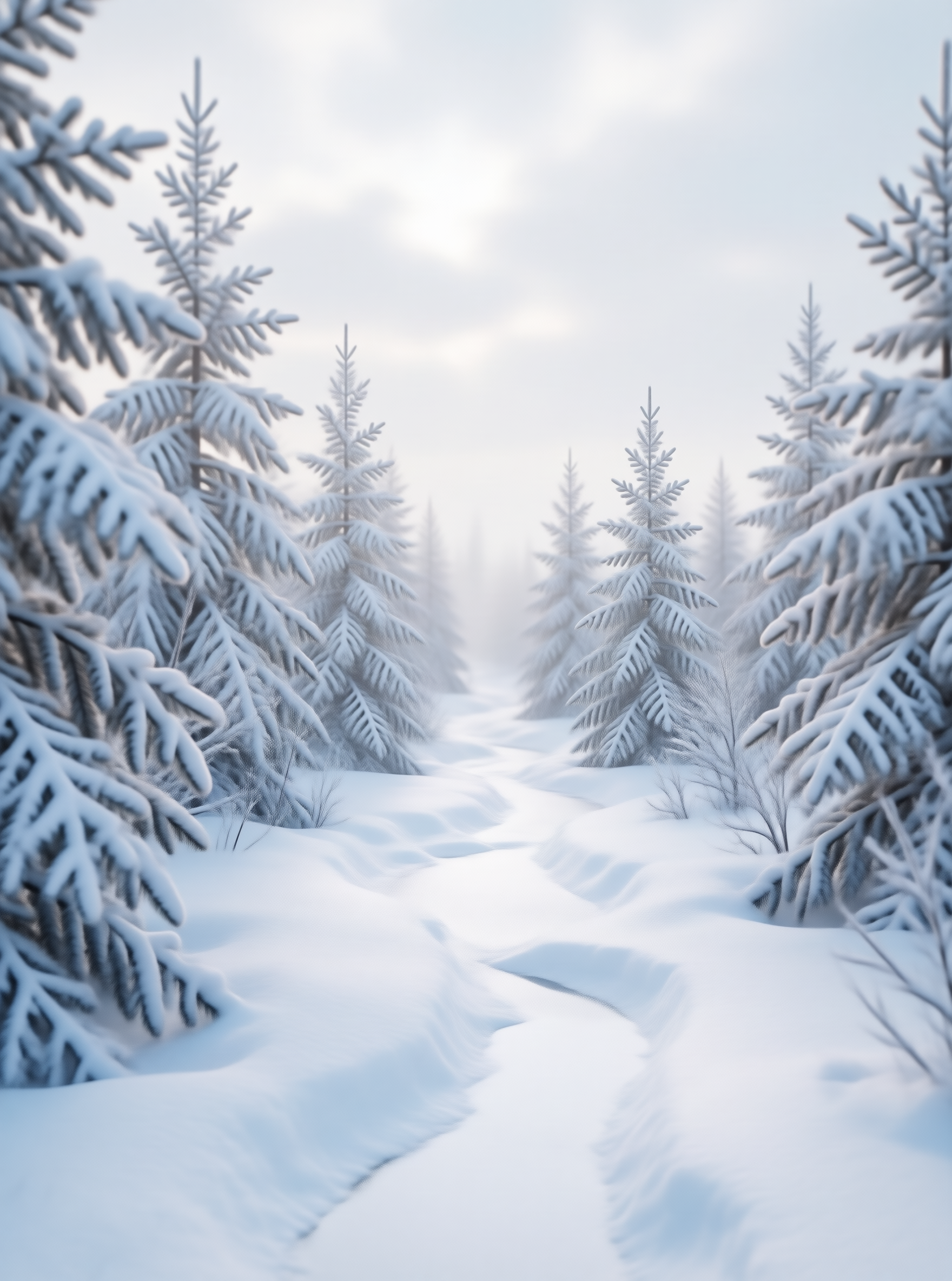Serene Snowy Forest Path