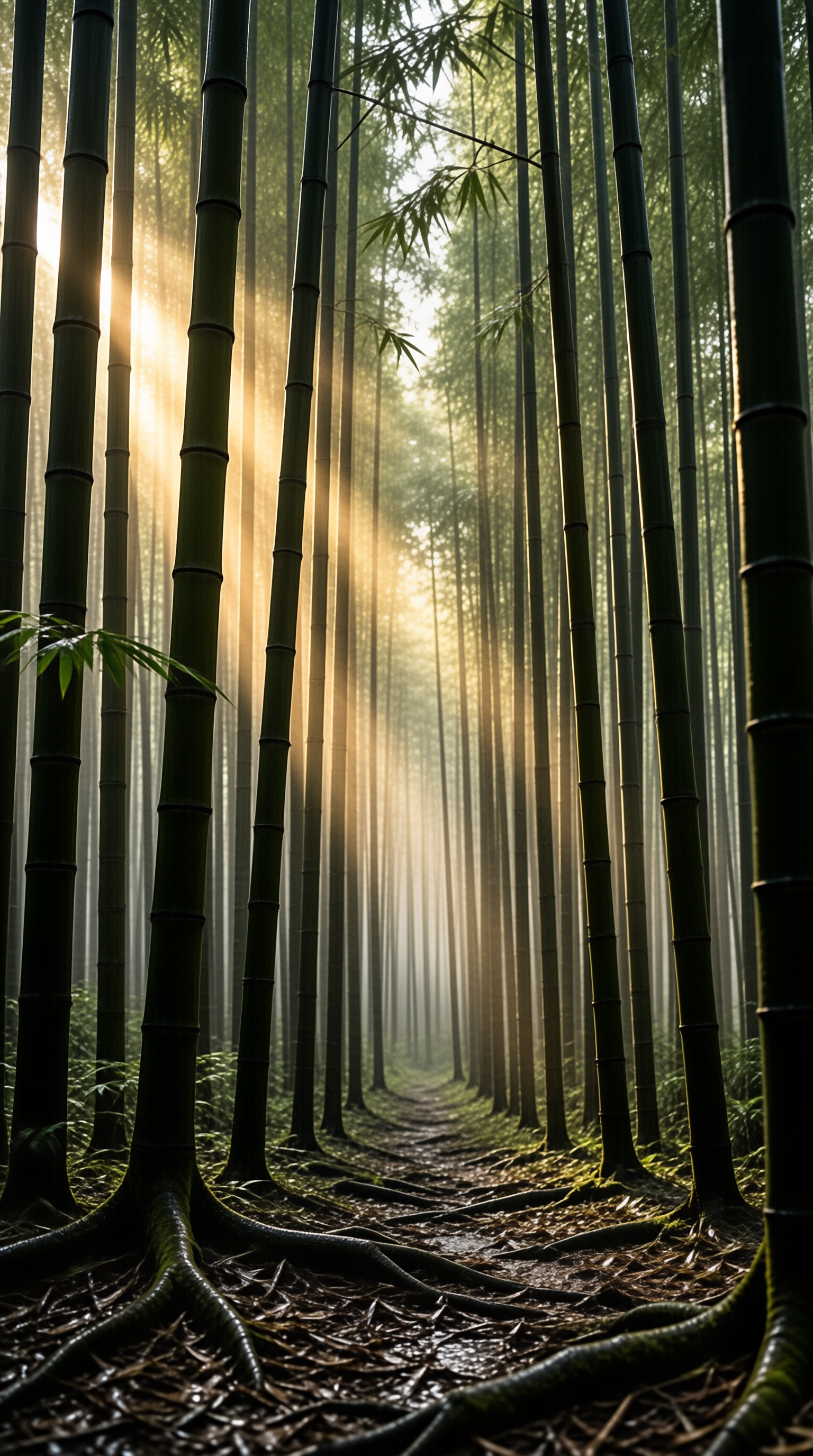 Sunlit Bamboo Forest