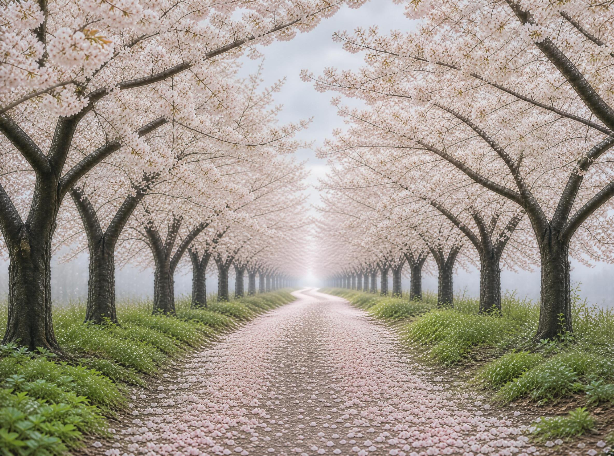 Misty Cherry Blossom Path