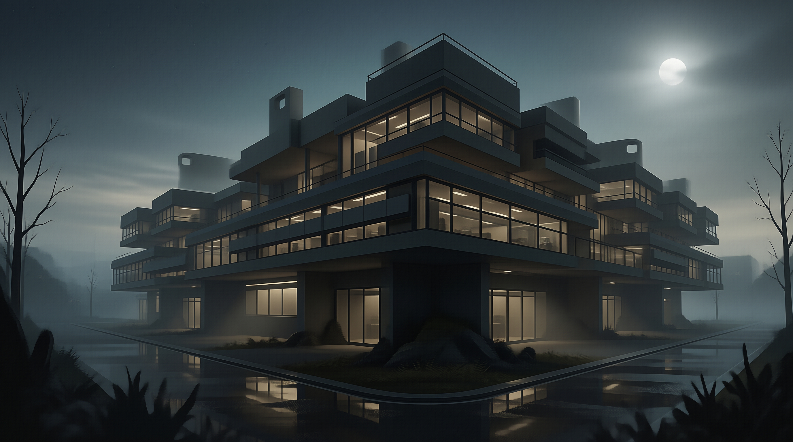 Modern Building at Night