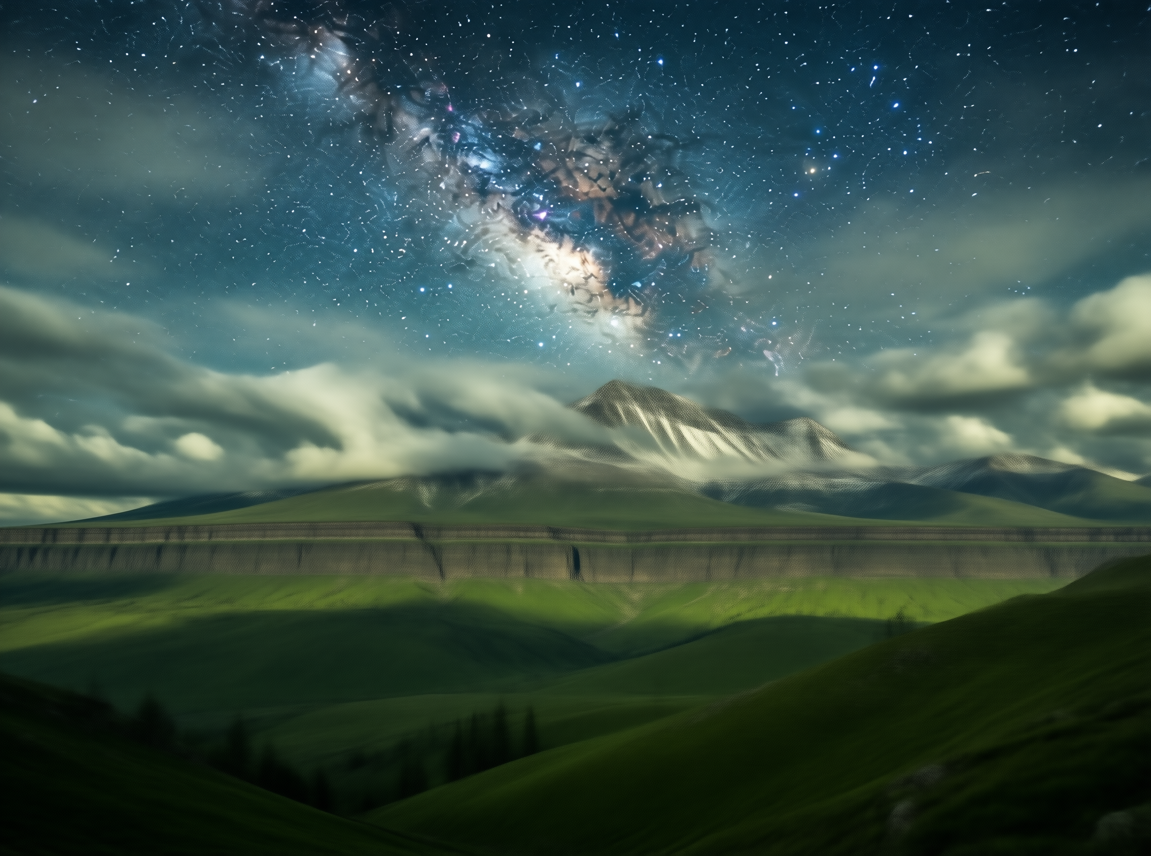 Galaxy Over Rolling Hills