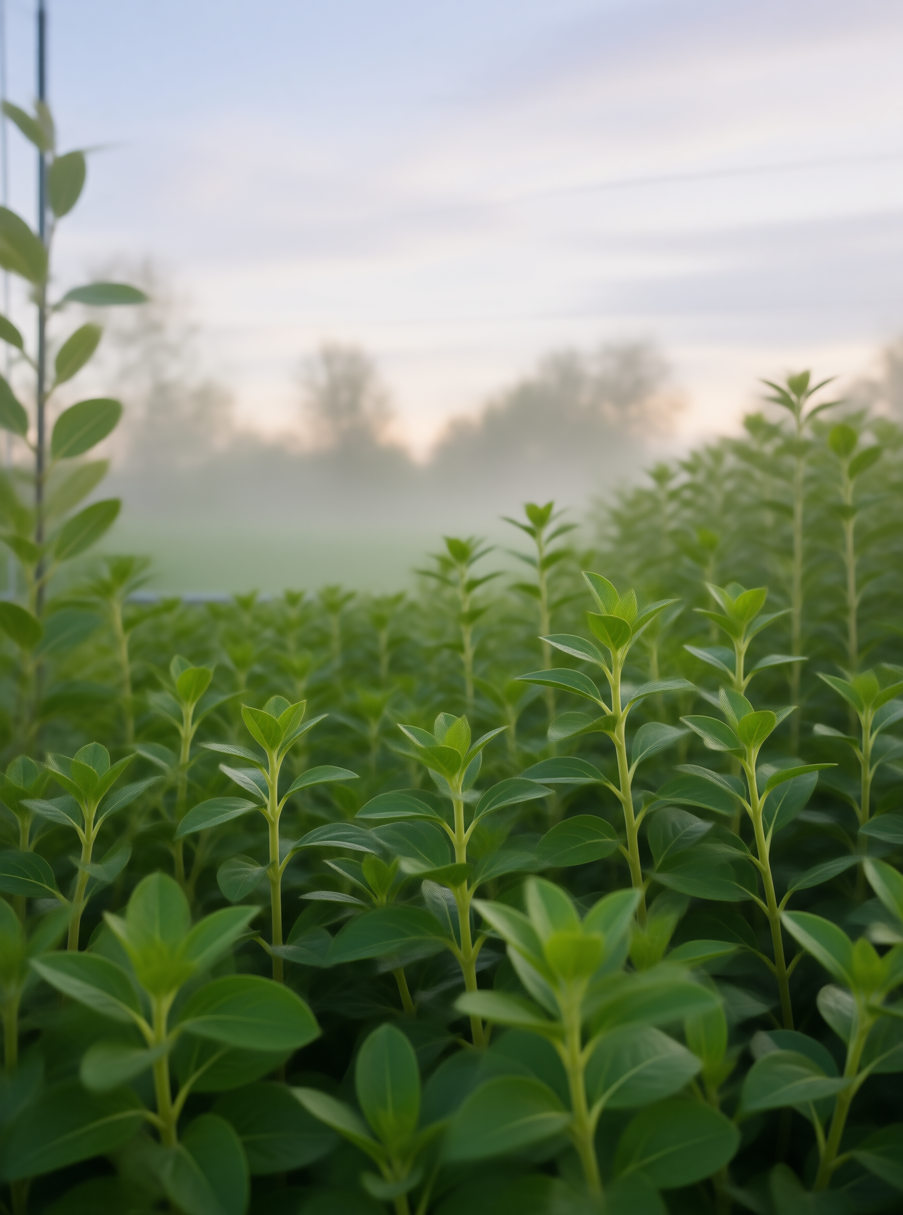 Misty Green Plant Rows