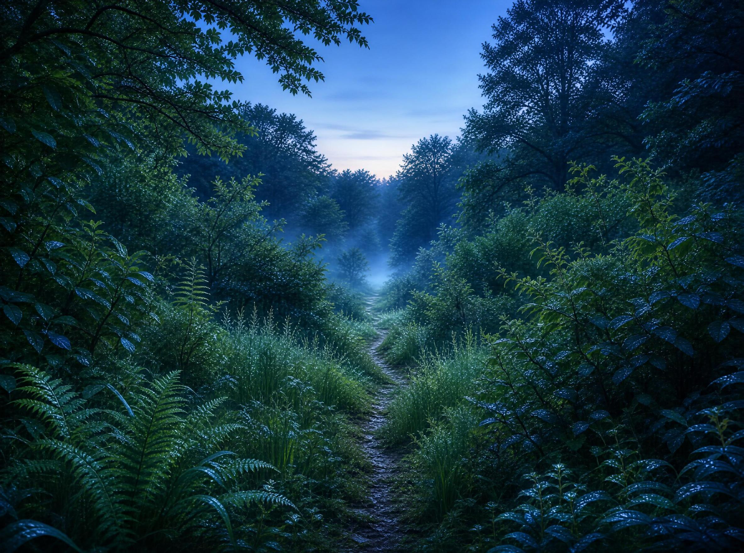 Misty Forest Path at Twilight