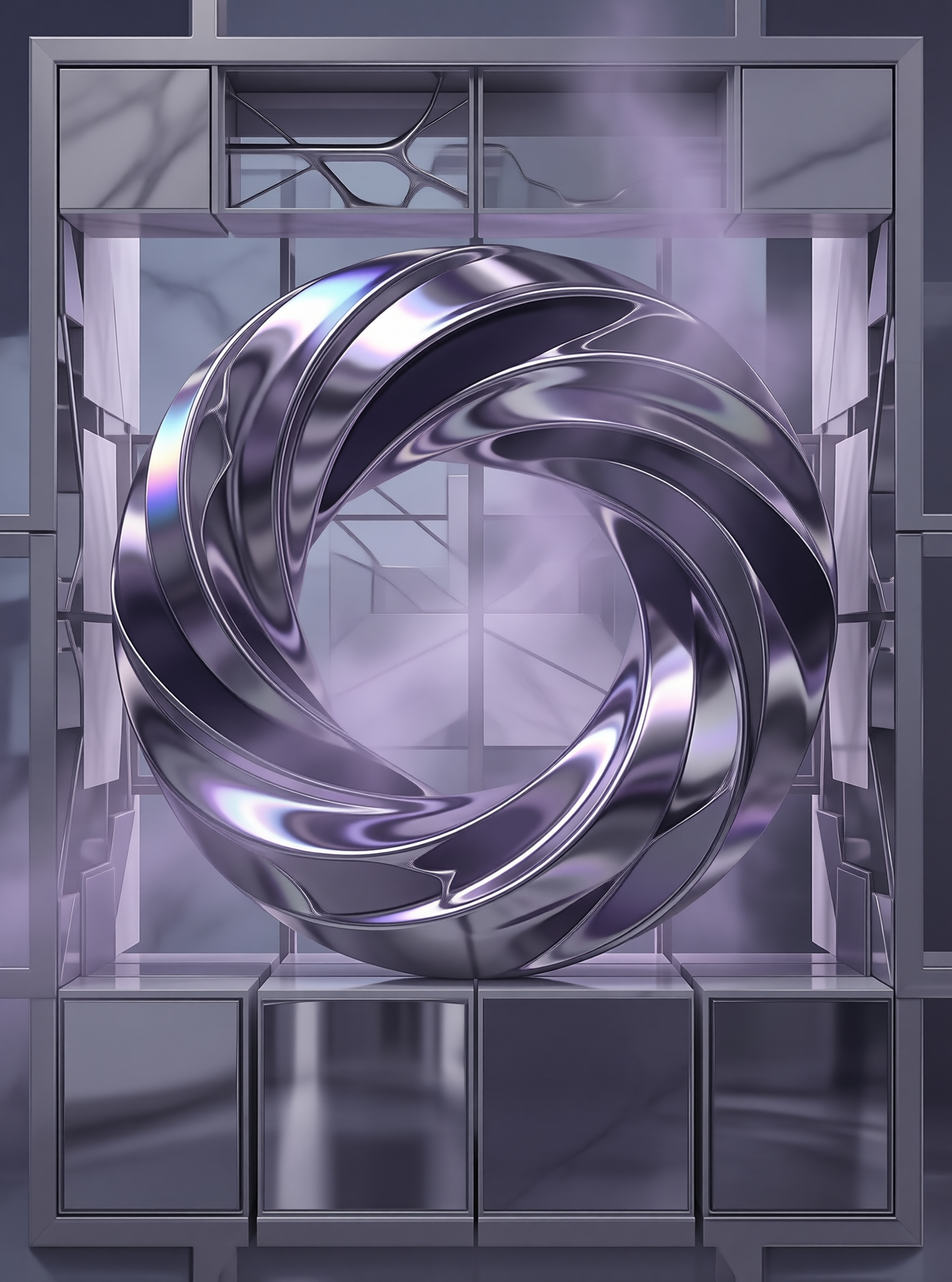 Chrome Twisted Torus Art