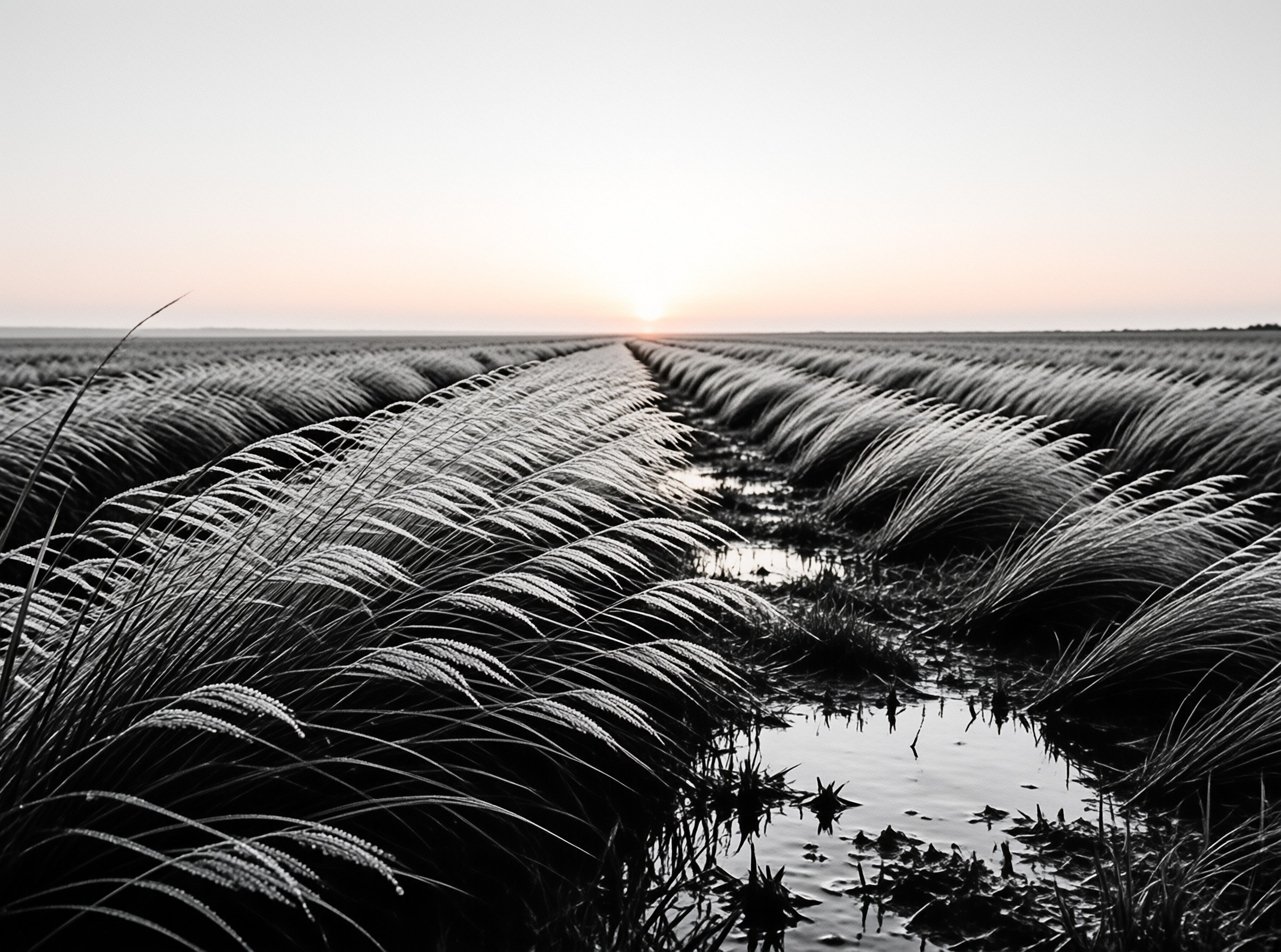 Sunrise Over Dewy Grasslands