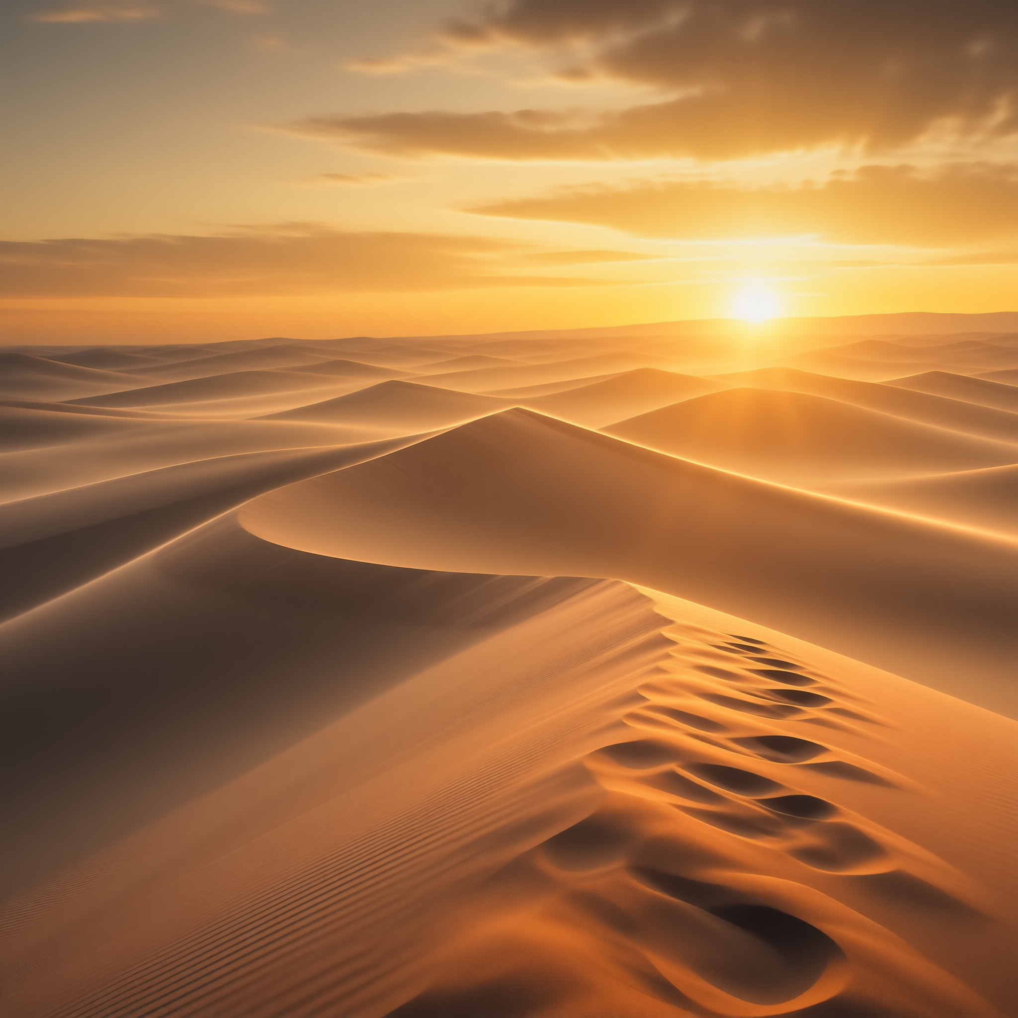 Desert Sunset with Footprints