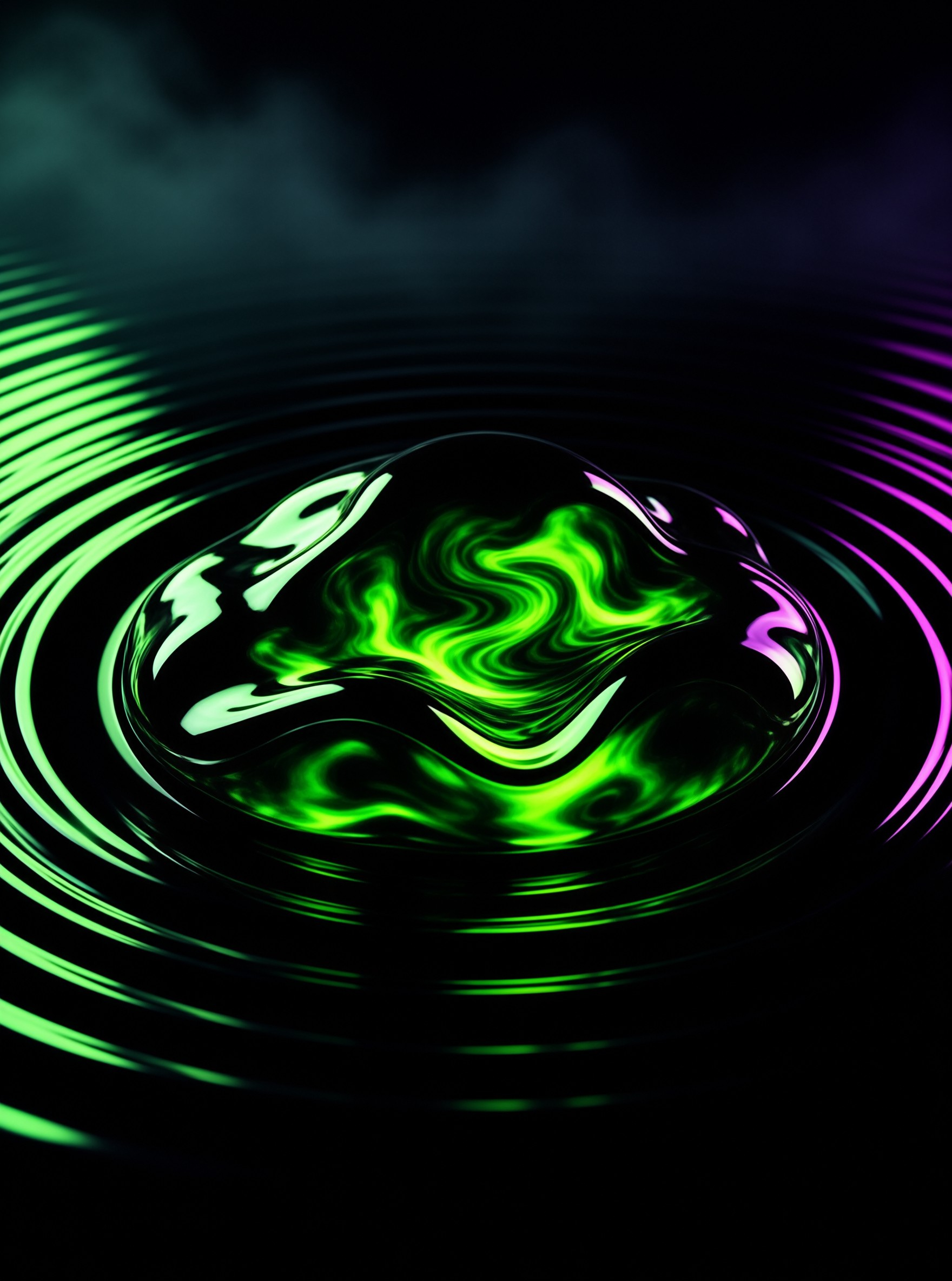 Abstract Neon Liquid Sphere