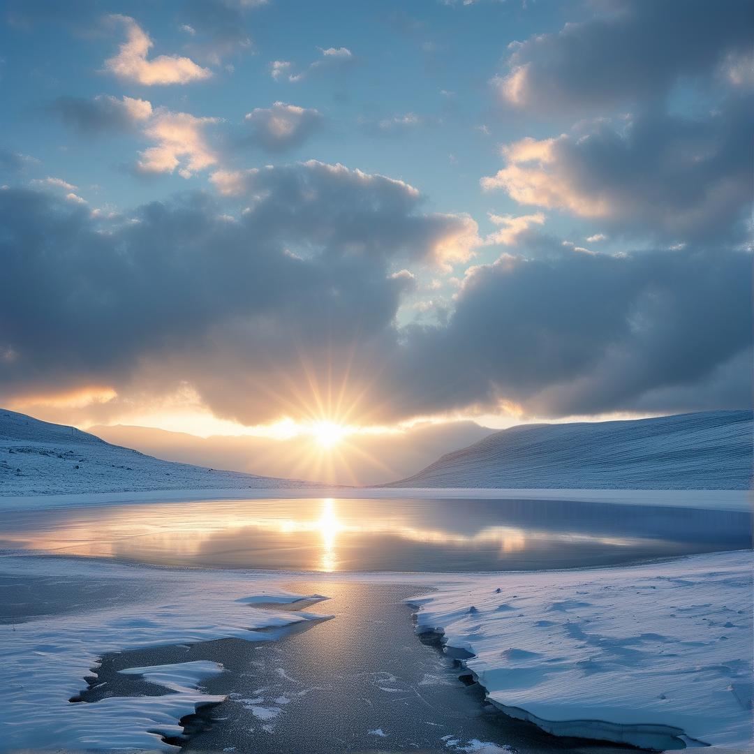 Frozen Lake at Sunrise