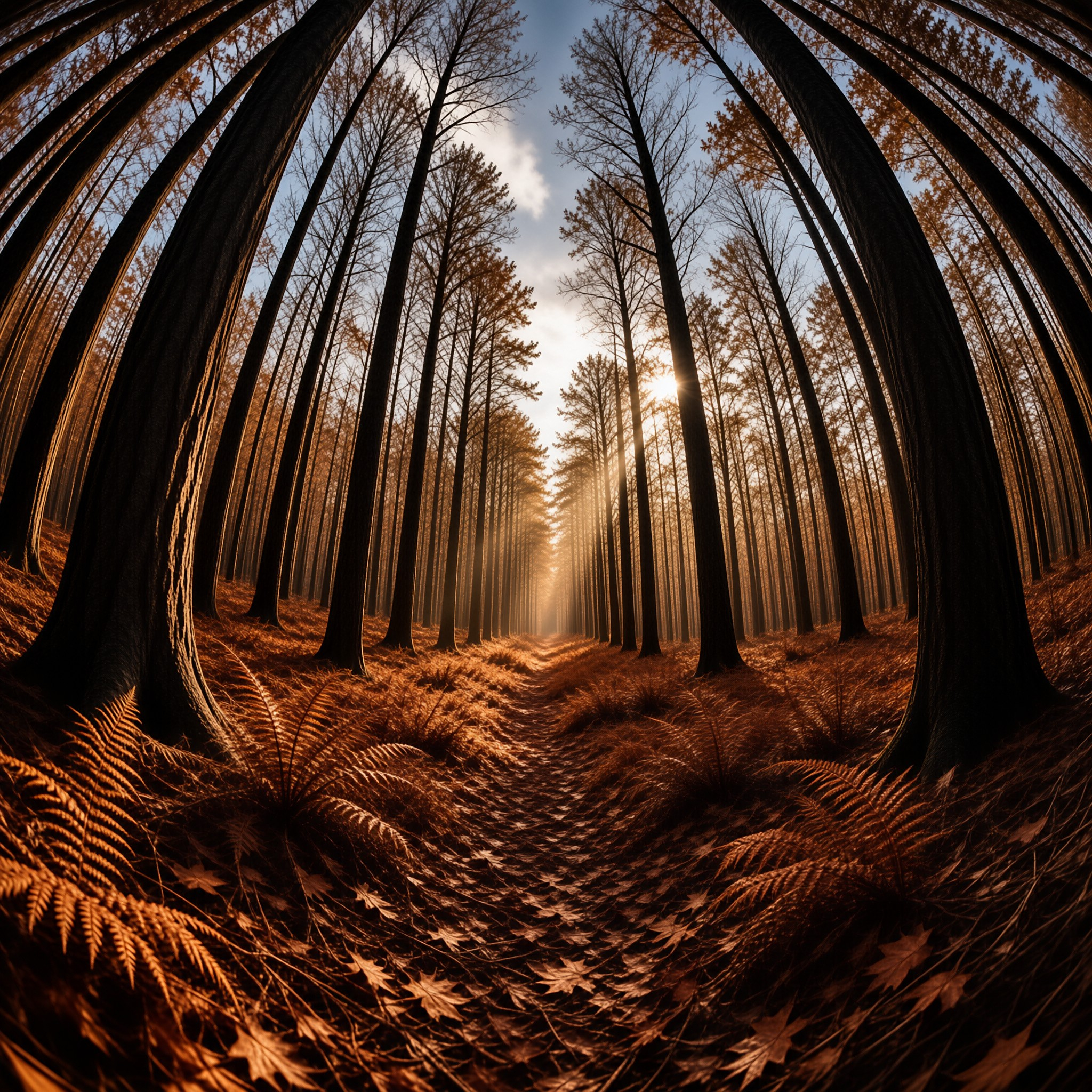 Sunlit Autumn Forest Path