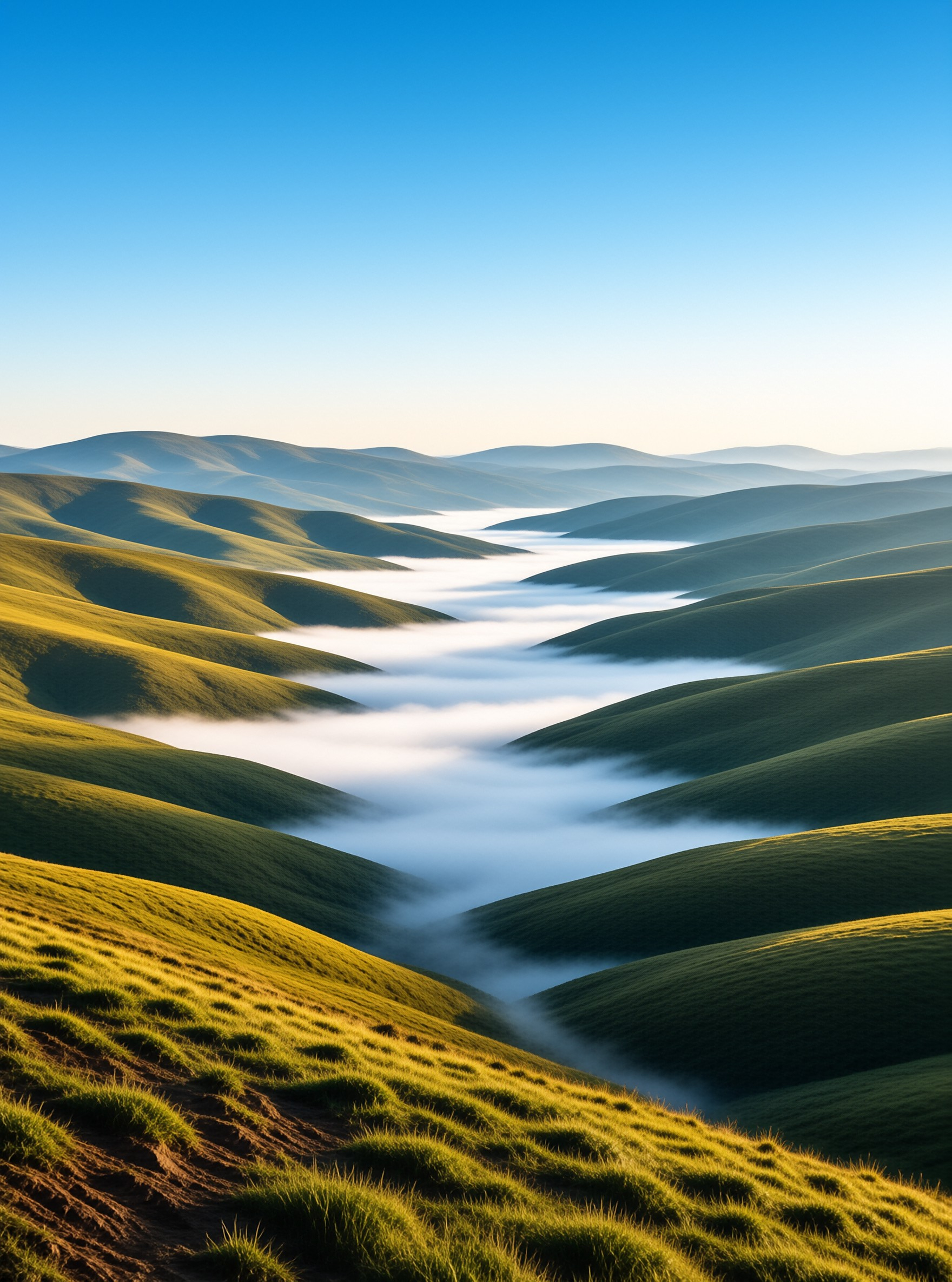 Rolling Green Hills with Mist