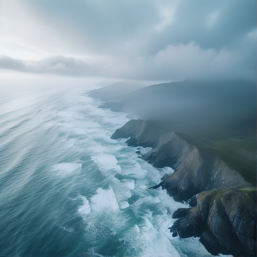 Misty Coastal Cliffs