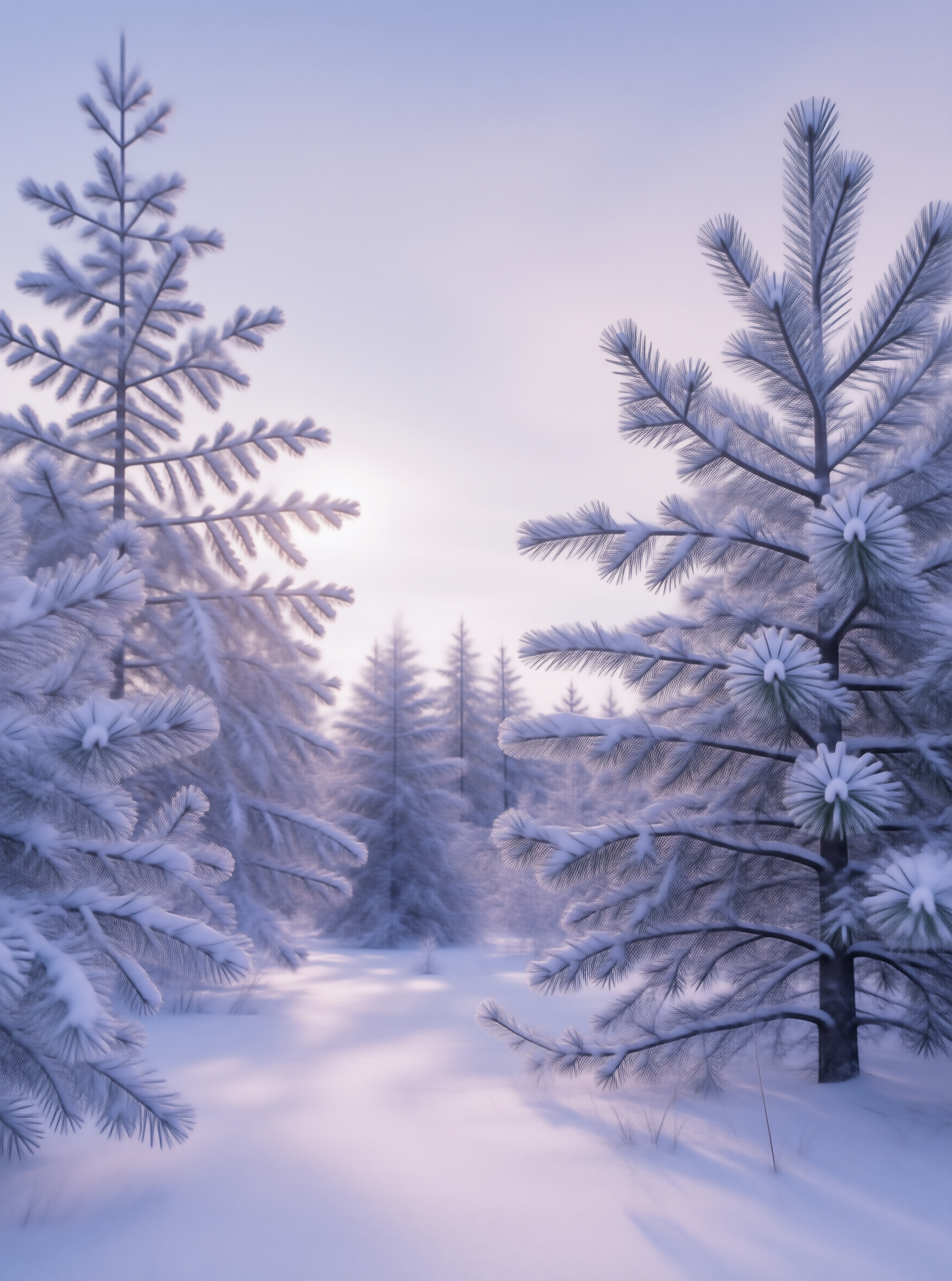 Snowy Pine Forest at Dawn