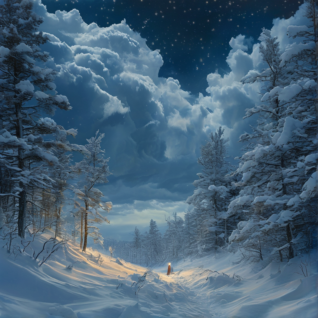 Snowy Forest Night Scene
