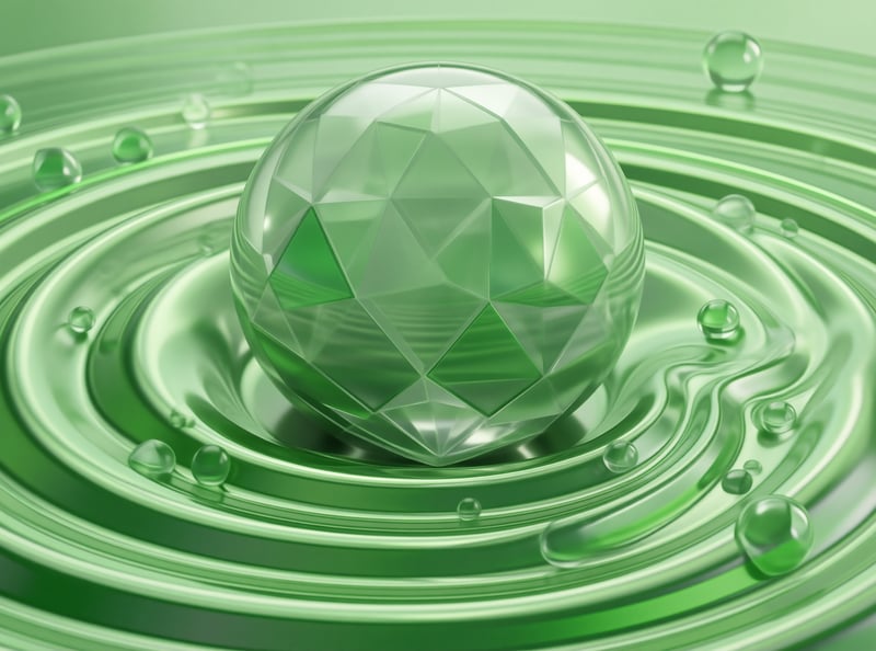 Green Faceted Crystal Sphere