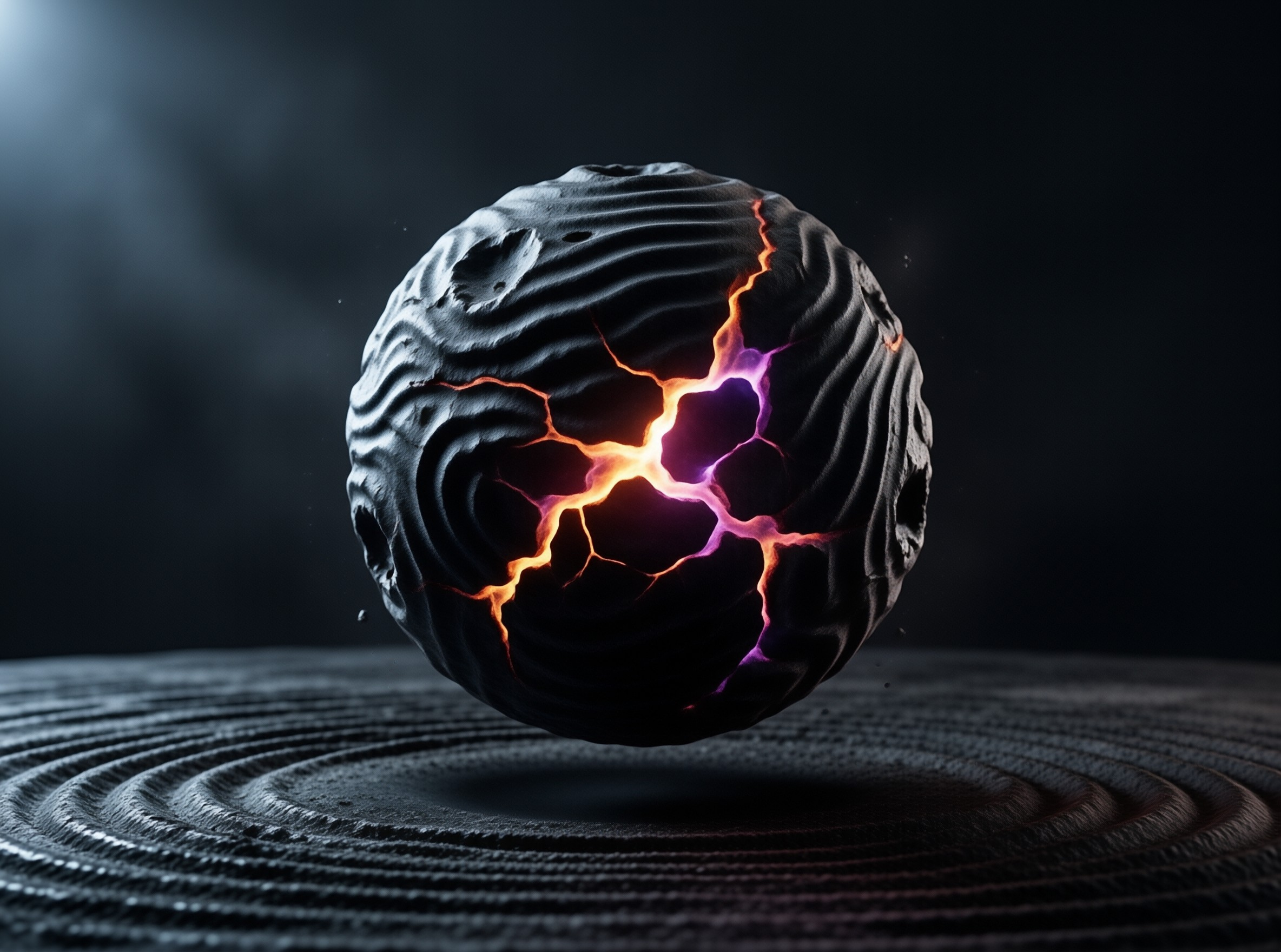 Glowing Cracked Dark Sphere