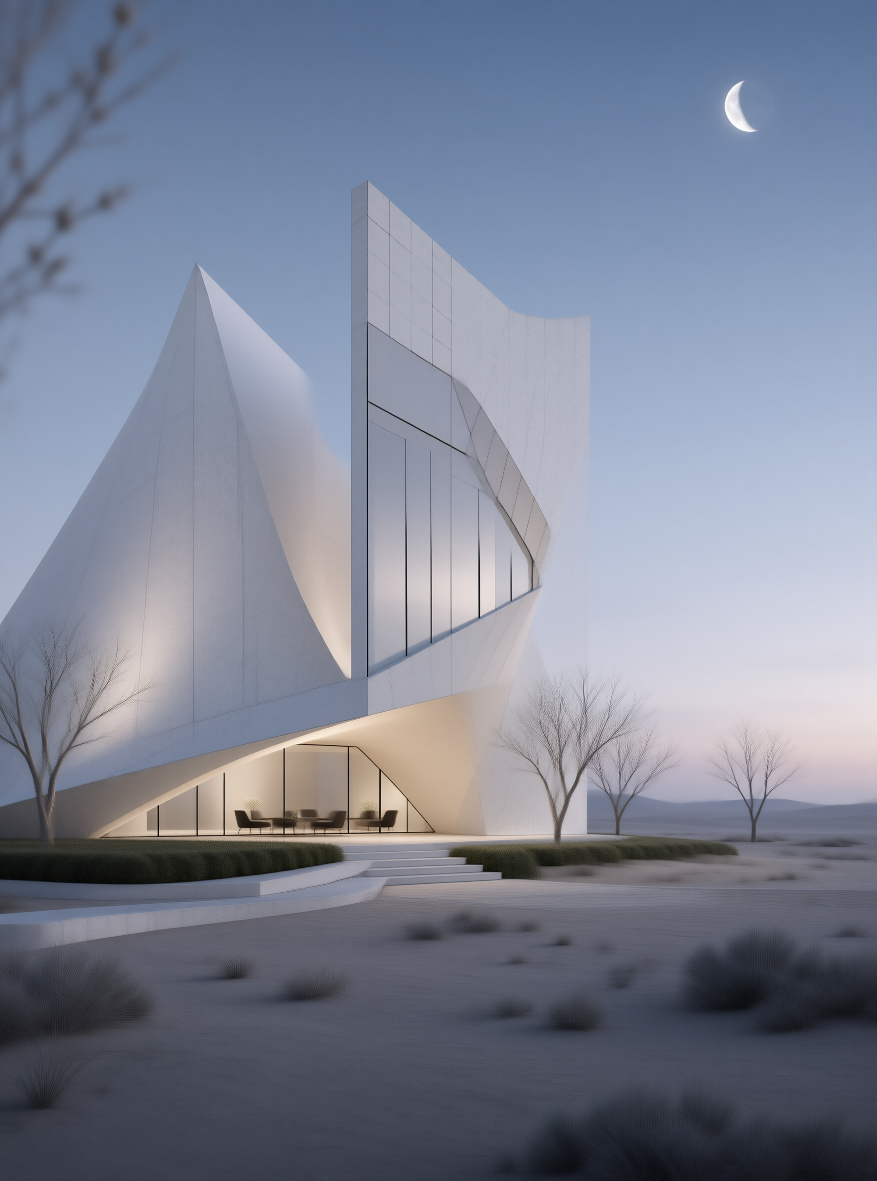 Futuristic White Desert Villa