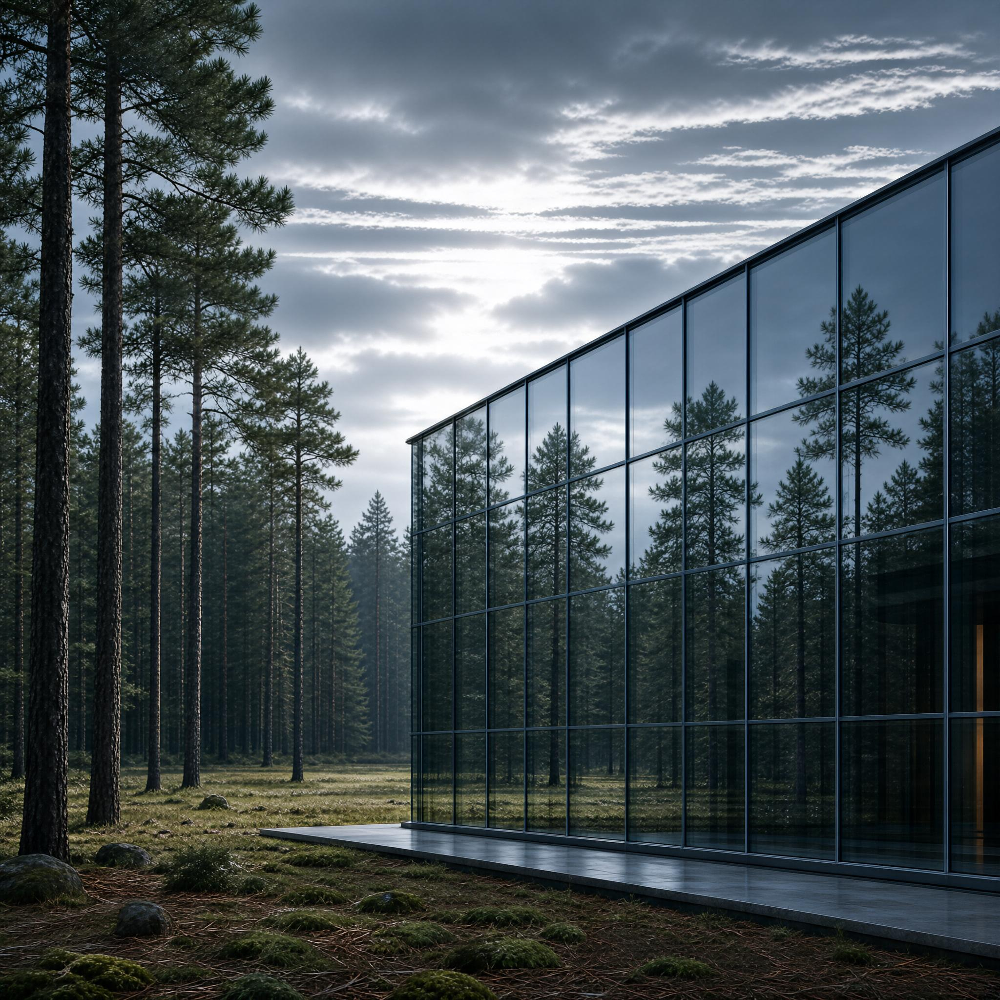 Glass House in Forest
