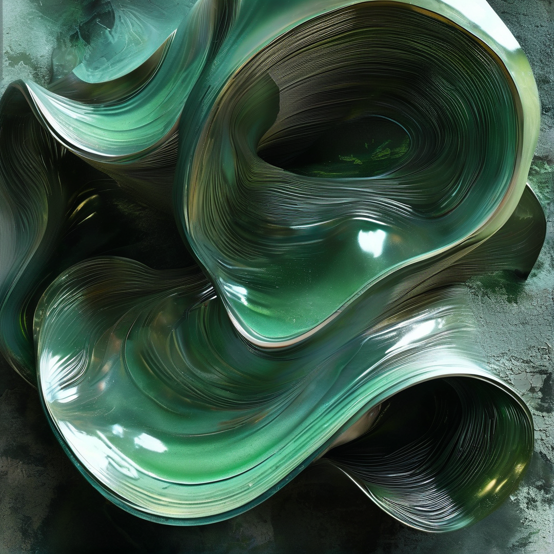 Glossy Green Abstract Form