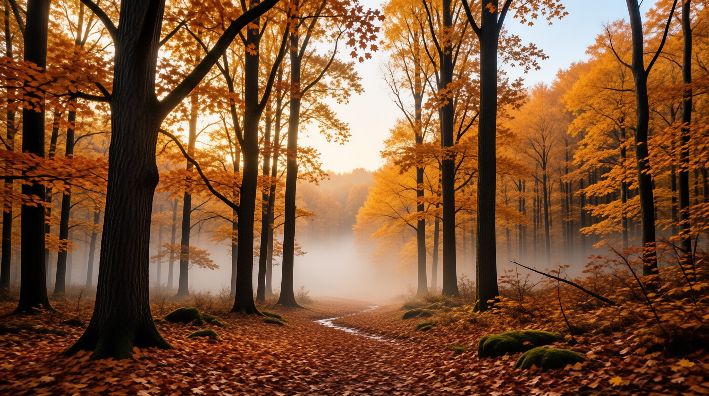Misty Autumn Forest Path