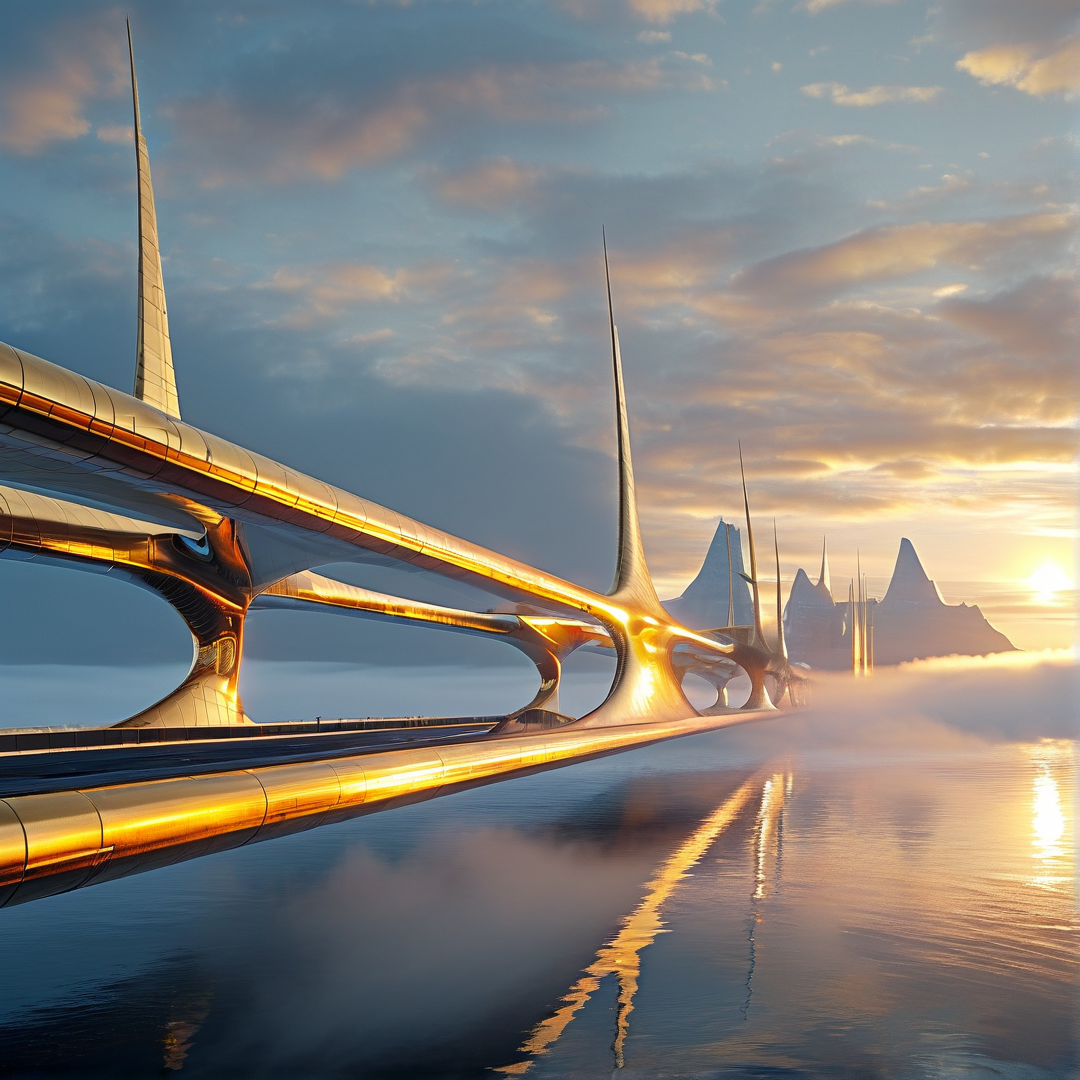 Golden Bridge Over Misty Sea