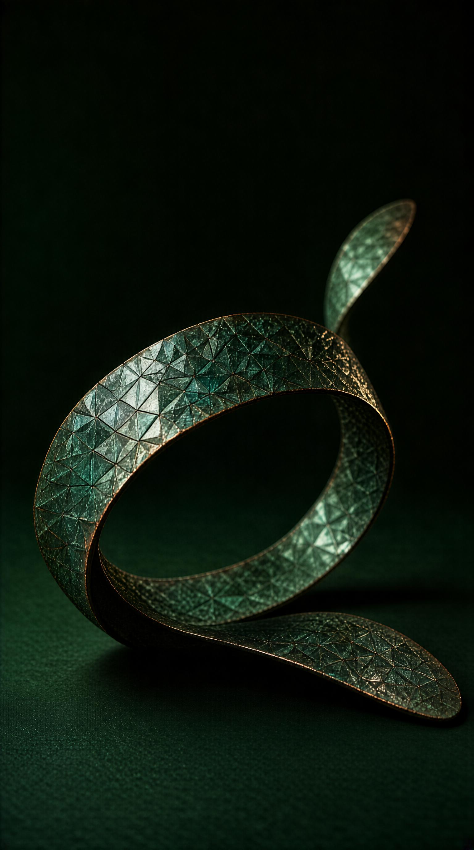 Metallic Geometric Ring Sculpture