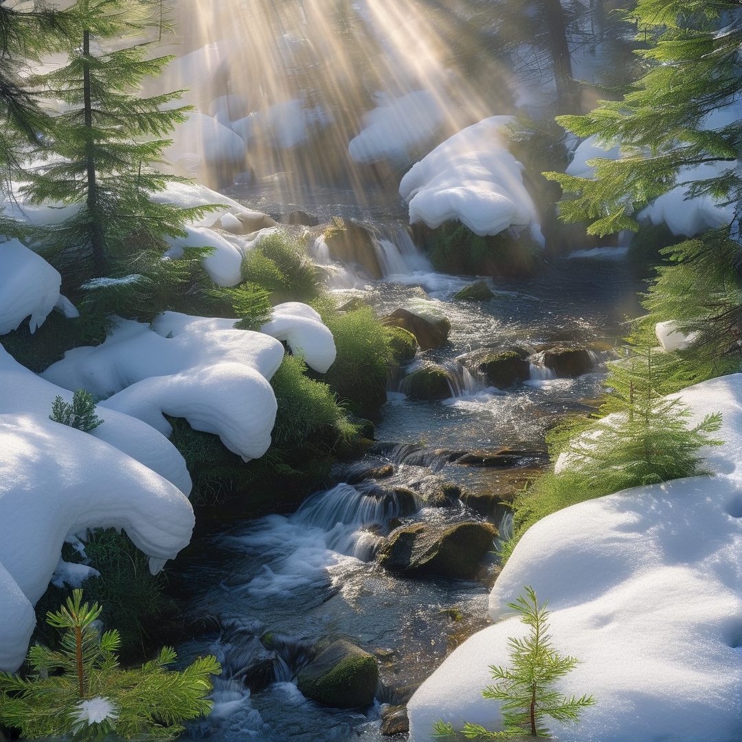 Sunlit Winter Stream